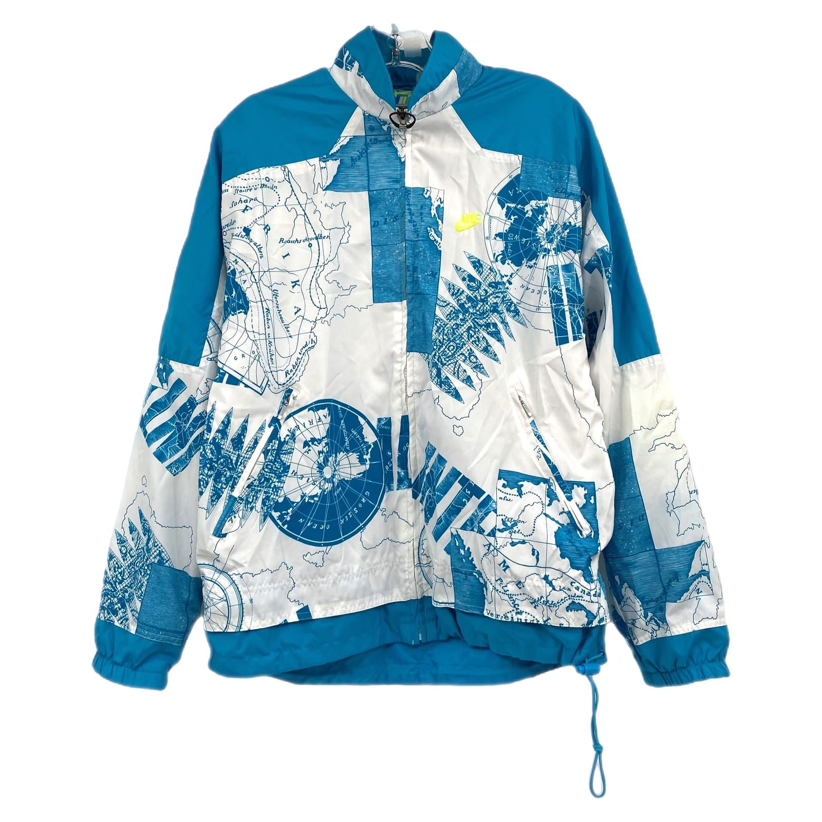 Nike Blue White Vintage Map Print Windbreaker