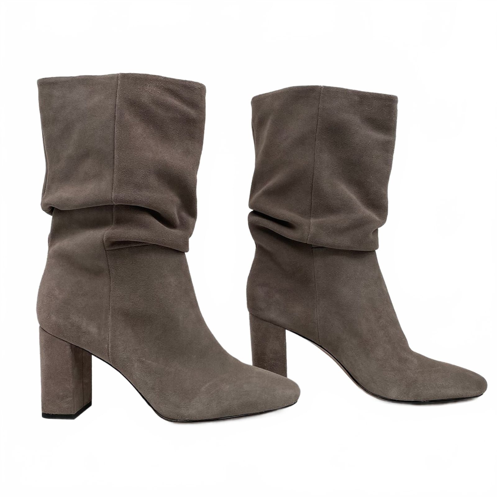 Banana Republic Gray Suede Slouchy Heeled Boots