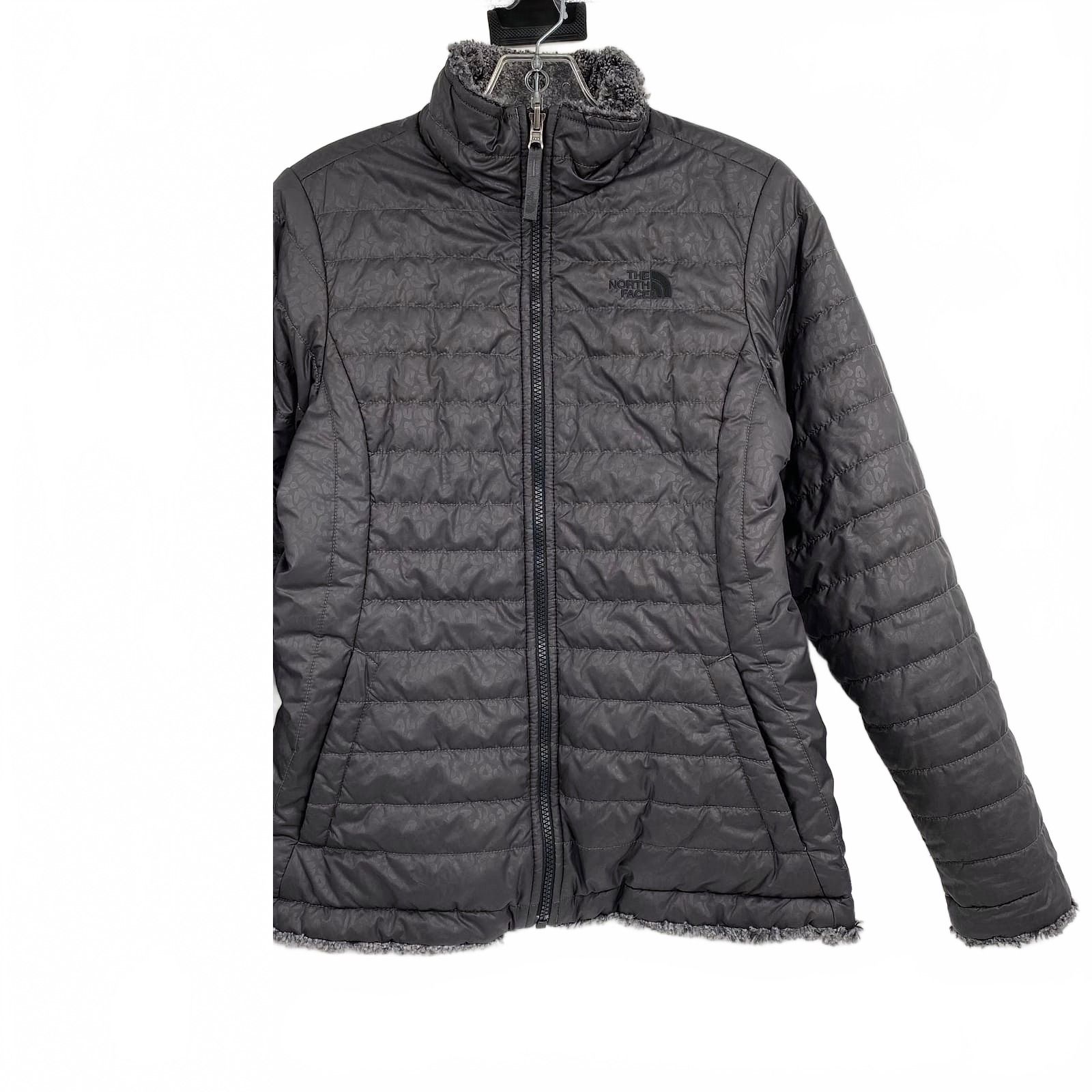 The North Face Gray Puffer Leopard Print Reversible