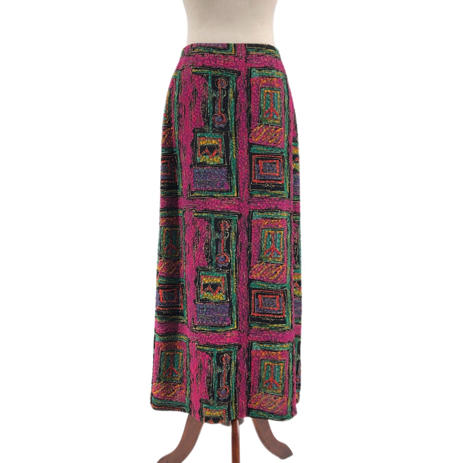 Mirasol Pink & Black Geometric Maxi Skirt