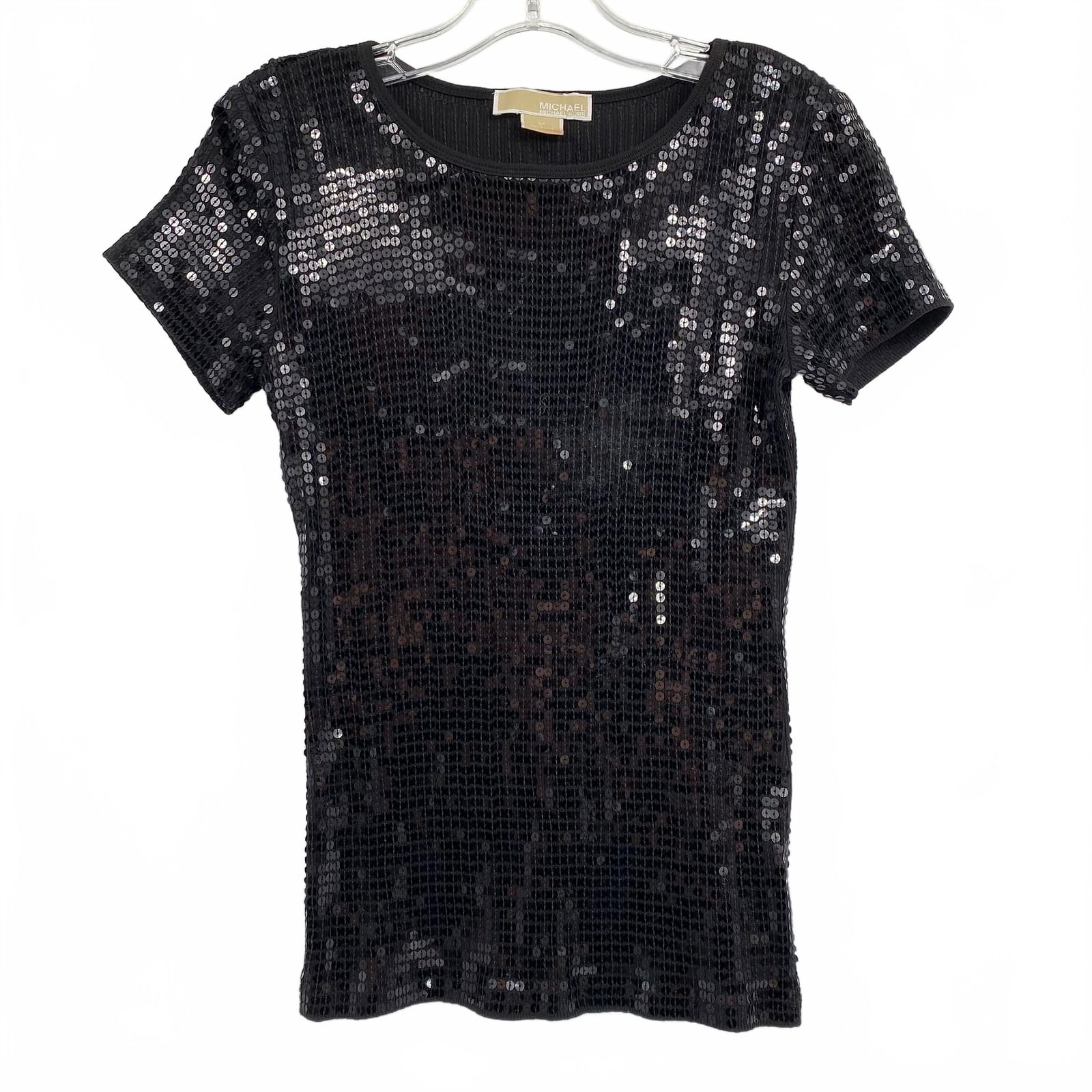 Michael Kors Black Sequin Short Sleeve Tee