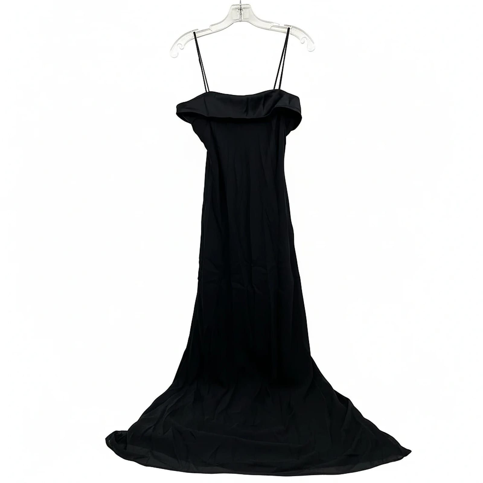 Niki Livas Black Maxi Dress Fold Over Front