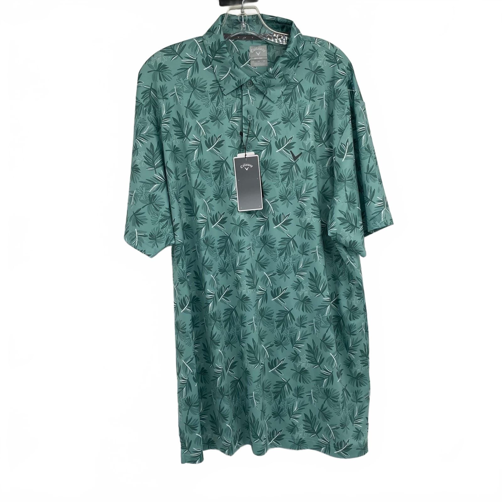 Callaway Green Leaf Print Polo