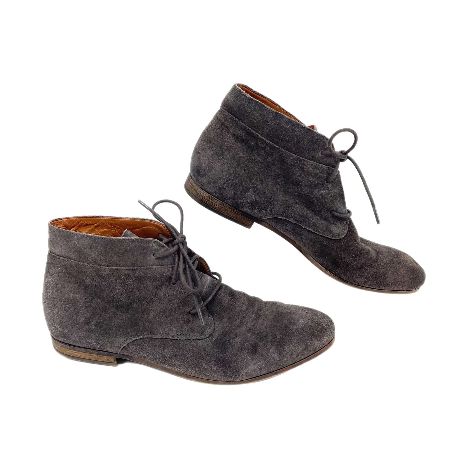 Franco Sarto Gray Suede Lace Up Booties