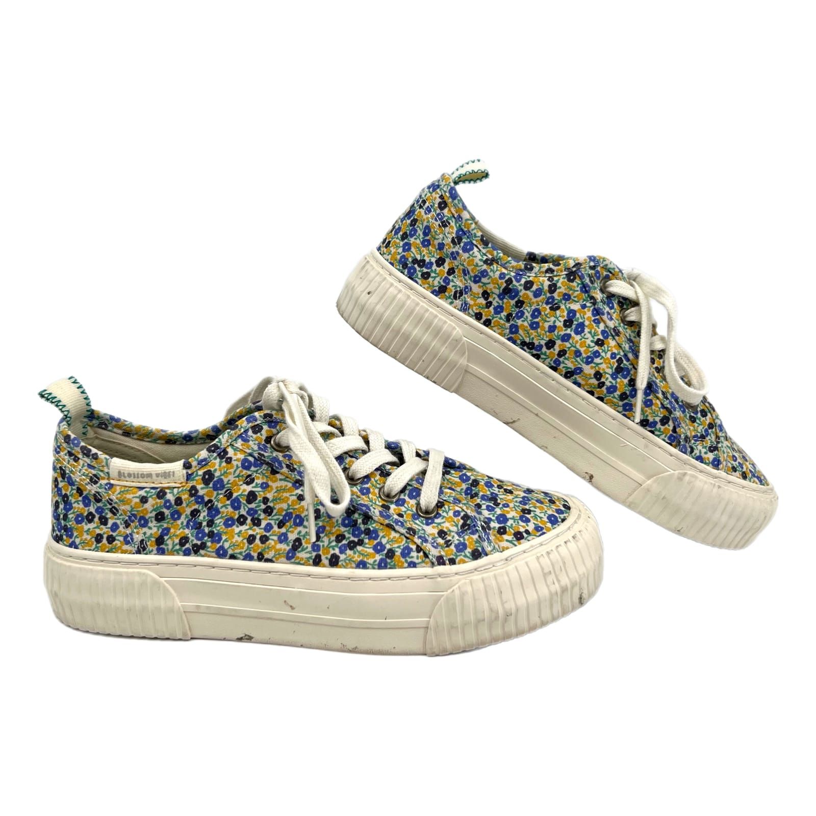 Zara Blue & Yellow Floral Platform Sneakers