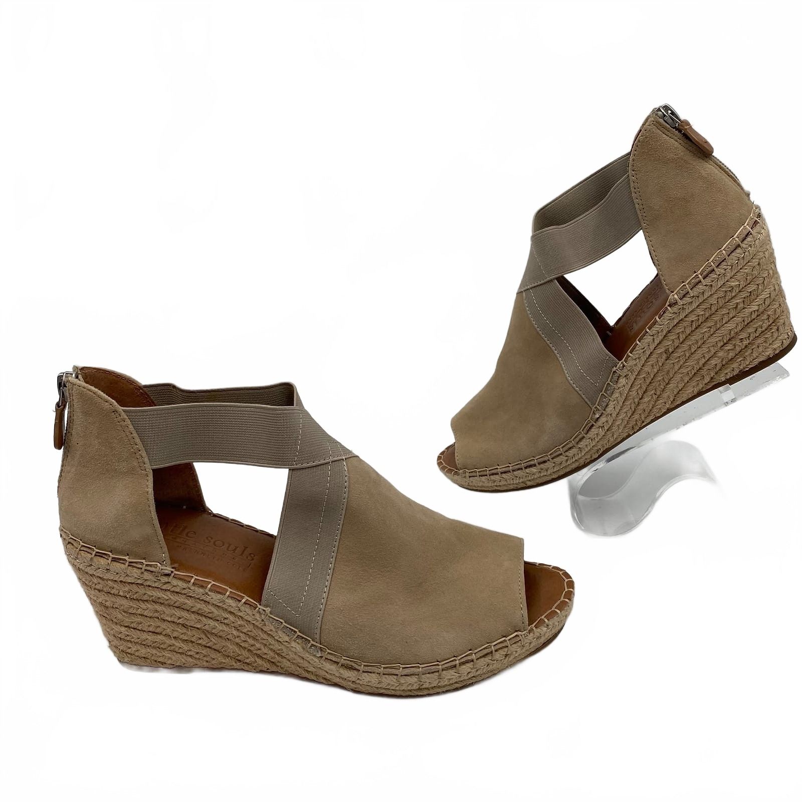Gentle Souls Beige Suede Espadrille Wedges