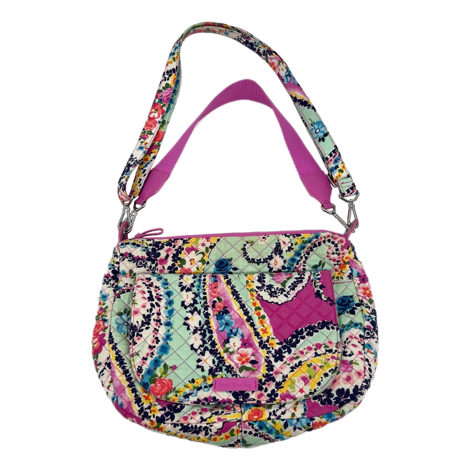 Vera Bradley Pink Green Quilted Crossbody Bag