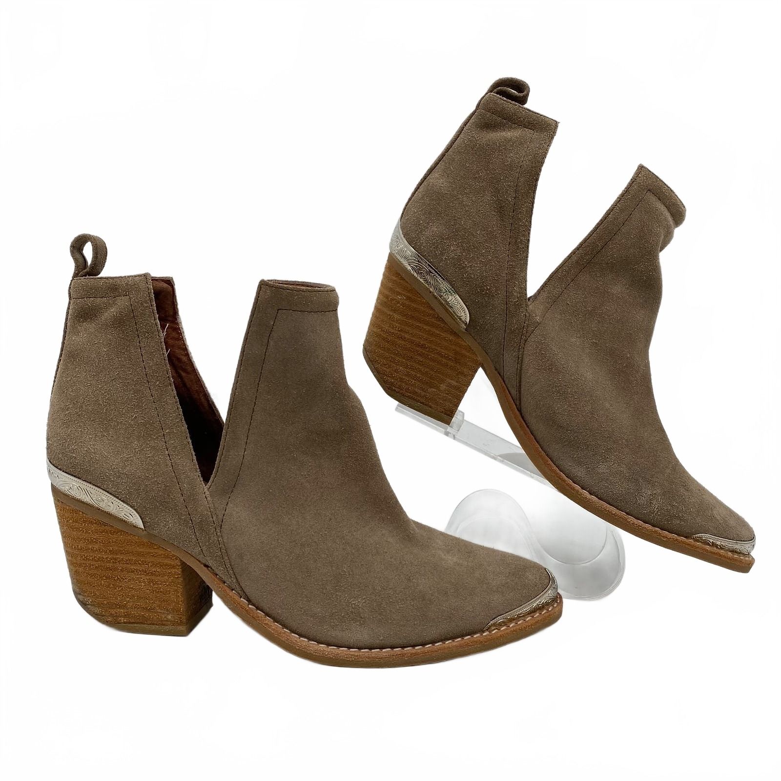 Jeffrey Campbell Taupe Western Suede Ankle Boots