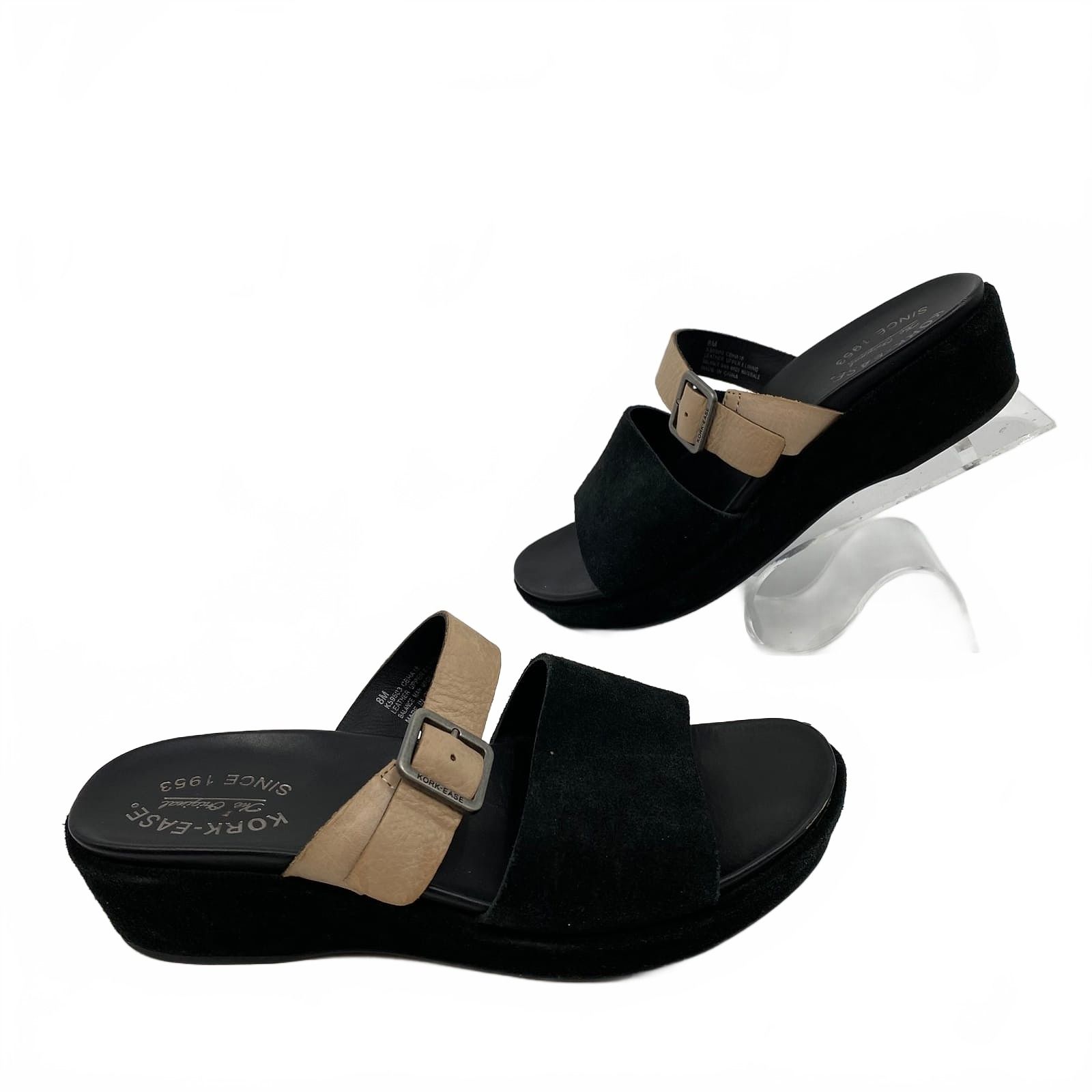 Kork-Ease Black Suede Leather Sandals