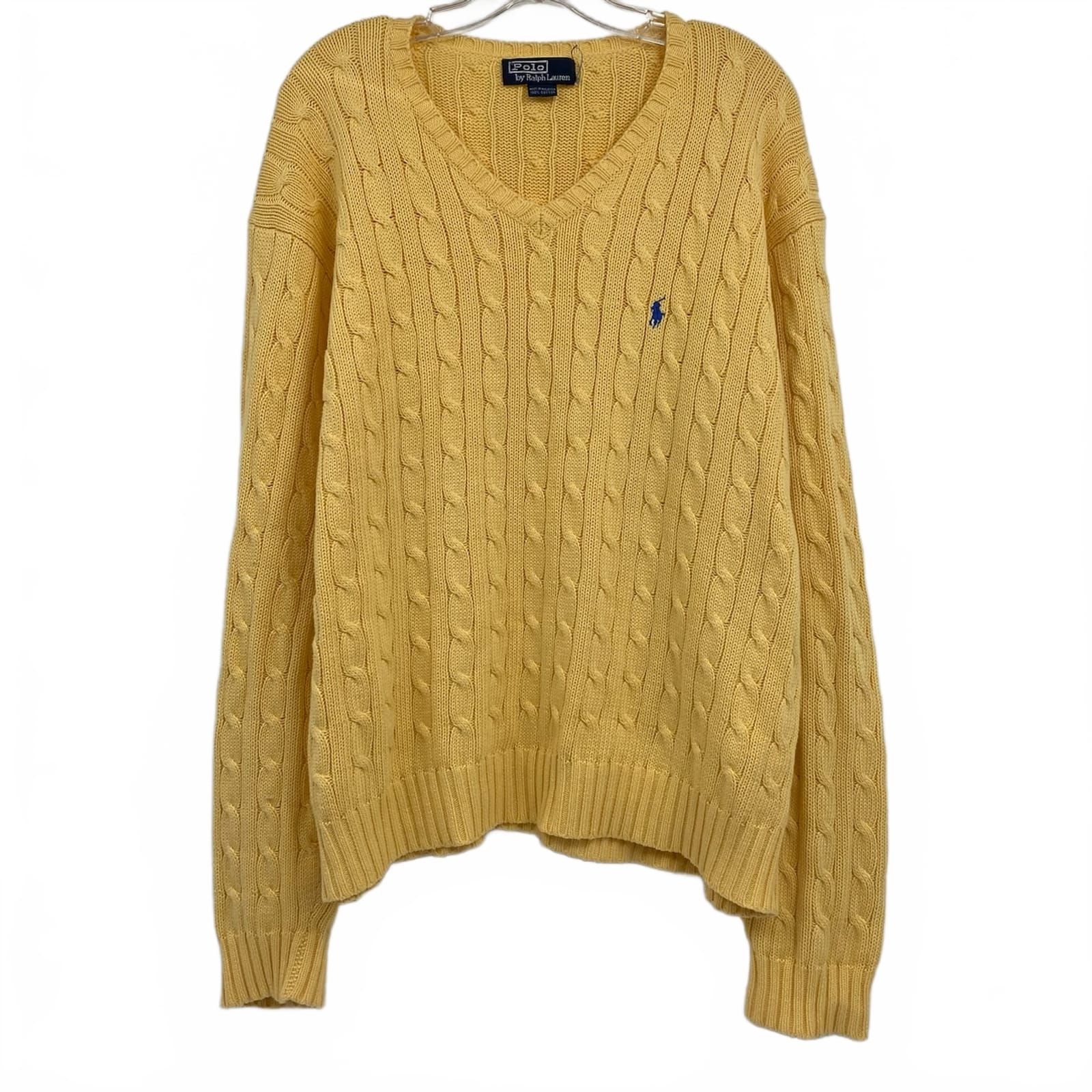 Polo Ralph Lauren Yellow Cable Knit V-Neck Sweater