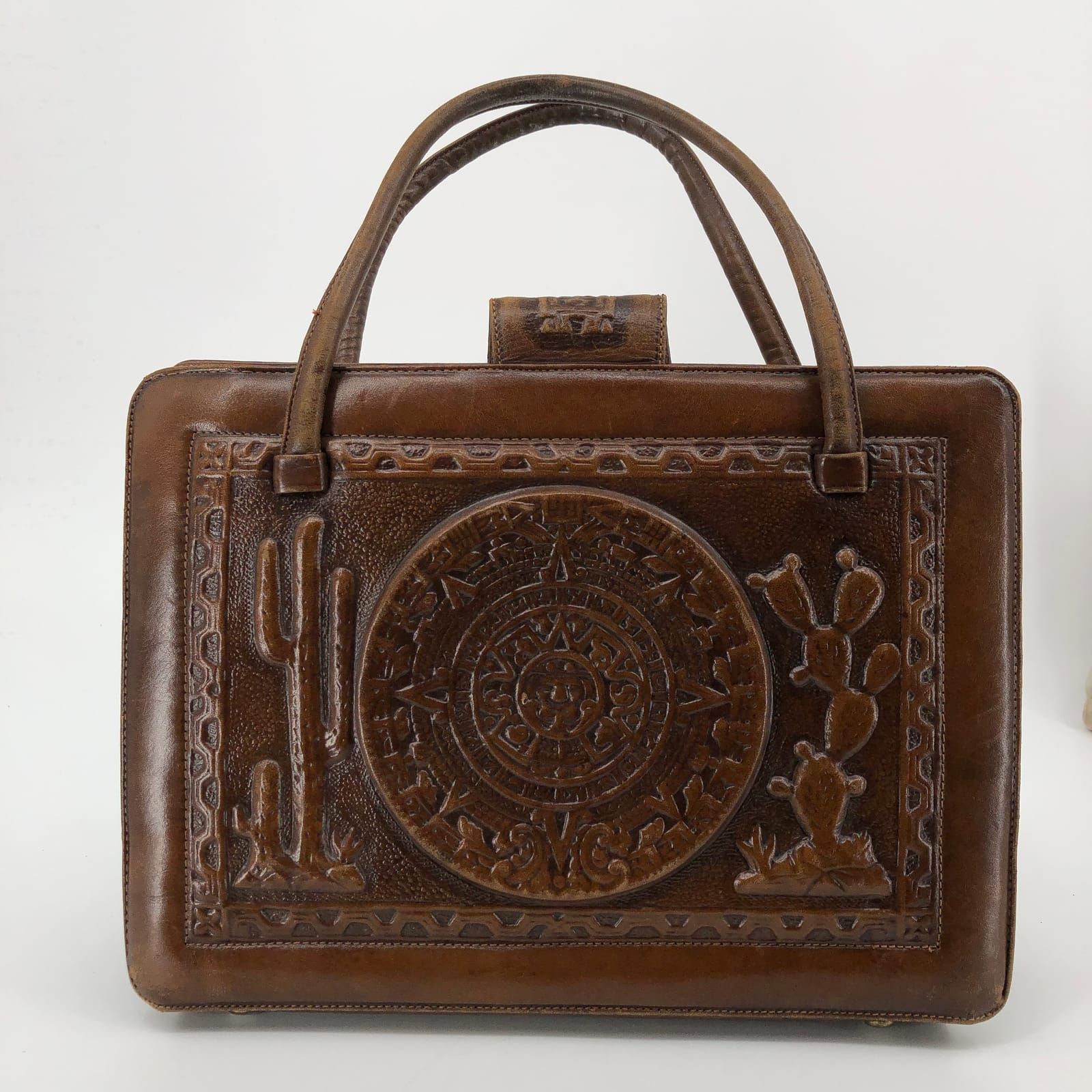Classic Brown Leather Top Handle Bag