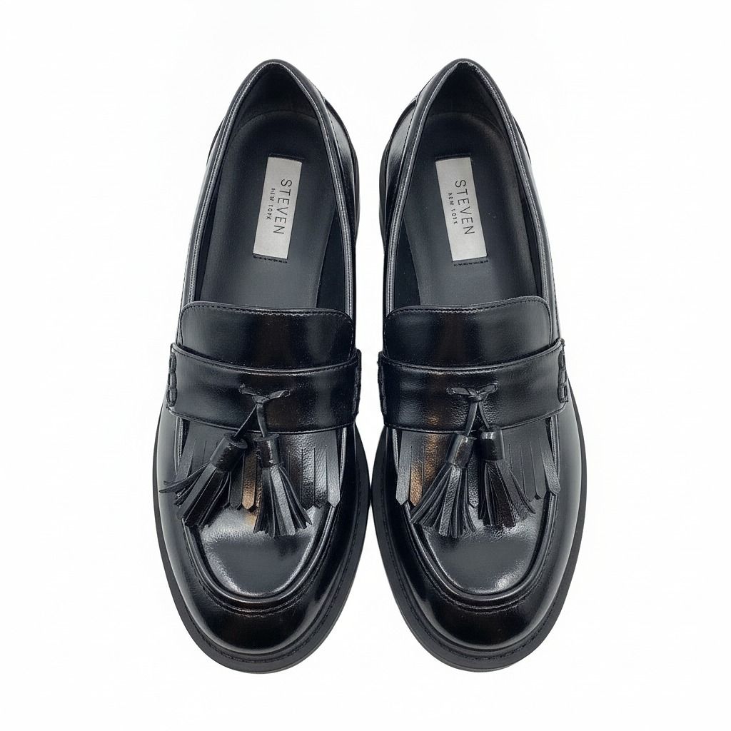 Steven New York Black Synthetic Platform Loafer