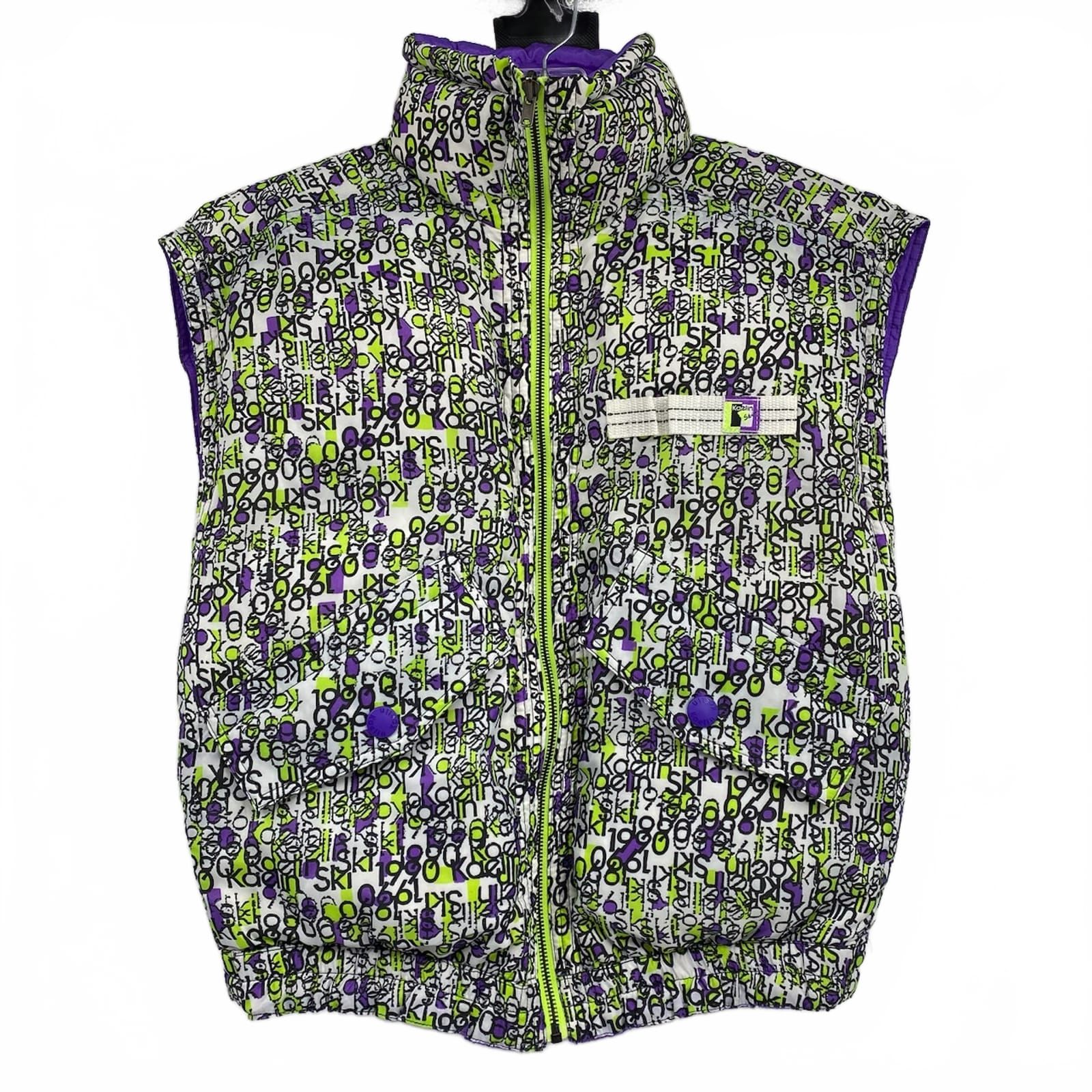 Kaelin Purple Green Vintage Reversible Ski Puffer Vest