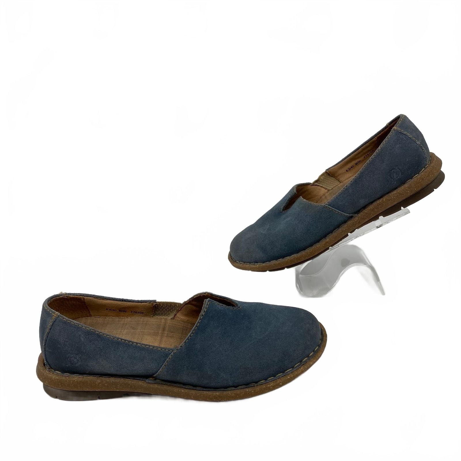 Born Blue Leather Flat Suede Upper Women’s 8.5