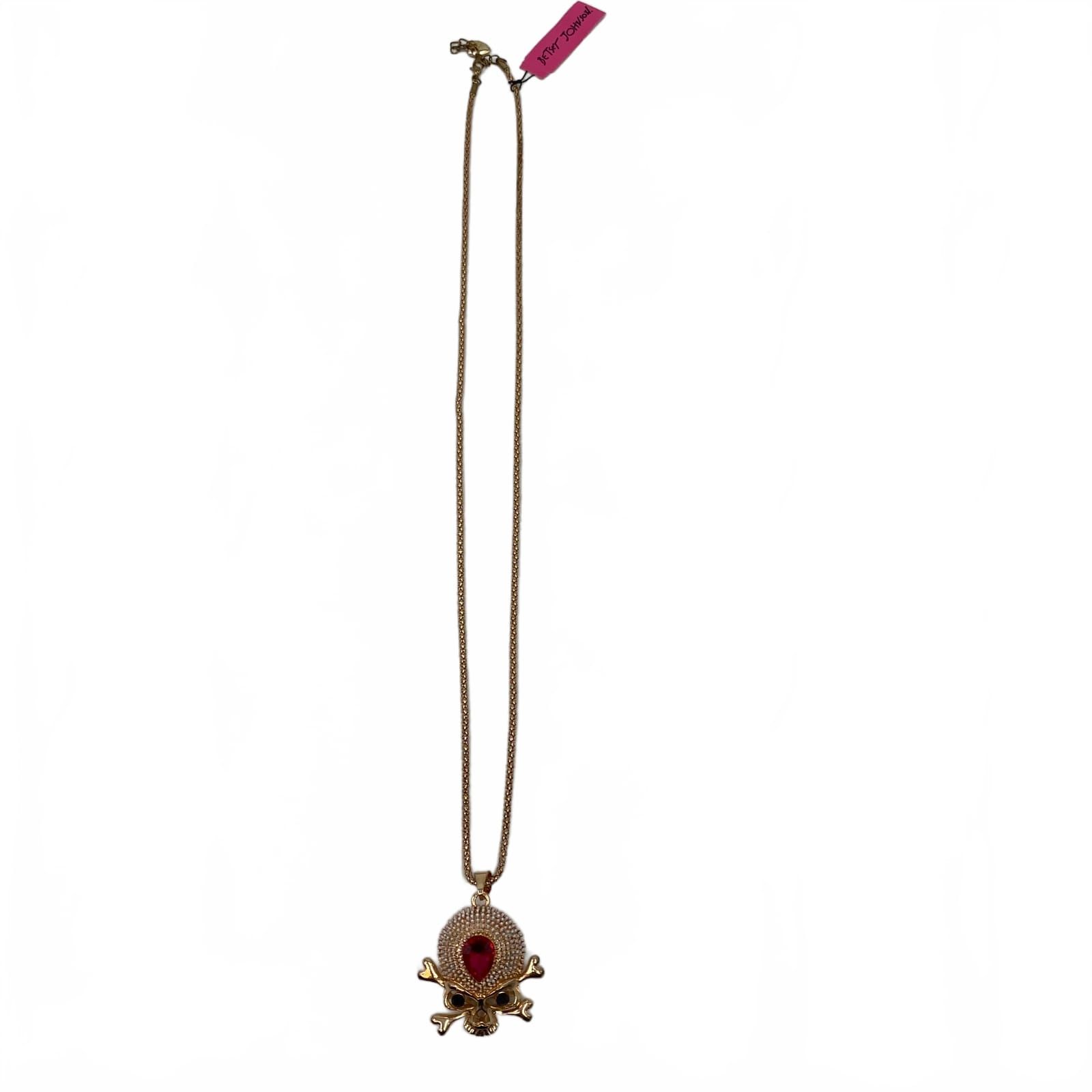 Betsey Johnson Gold Skull Pendant Necklace