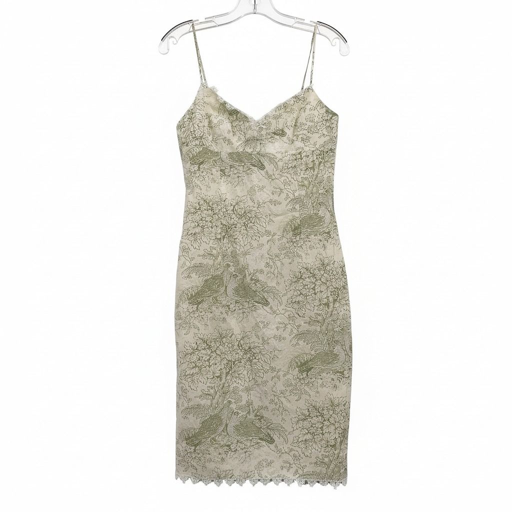 Helen Wang Yellow Green Knee-Length Floral Mini Dress