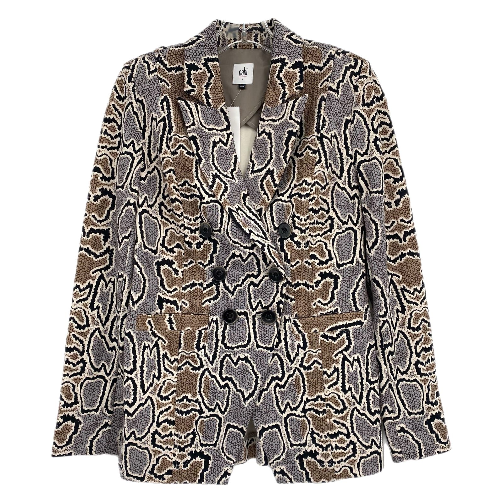 CAbi Brown Gray Snakeskin Pattern Blazer