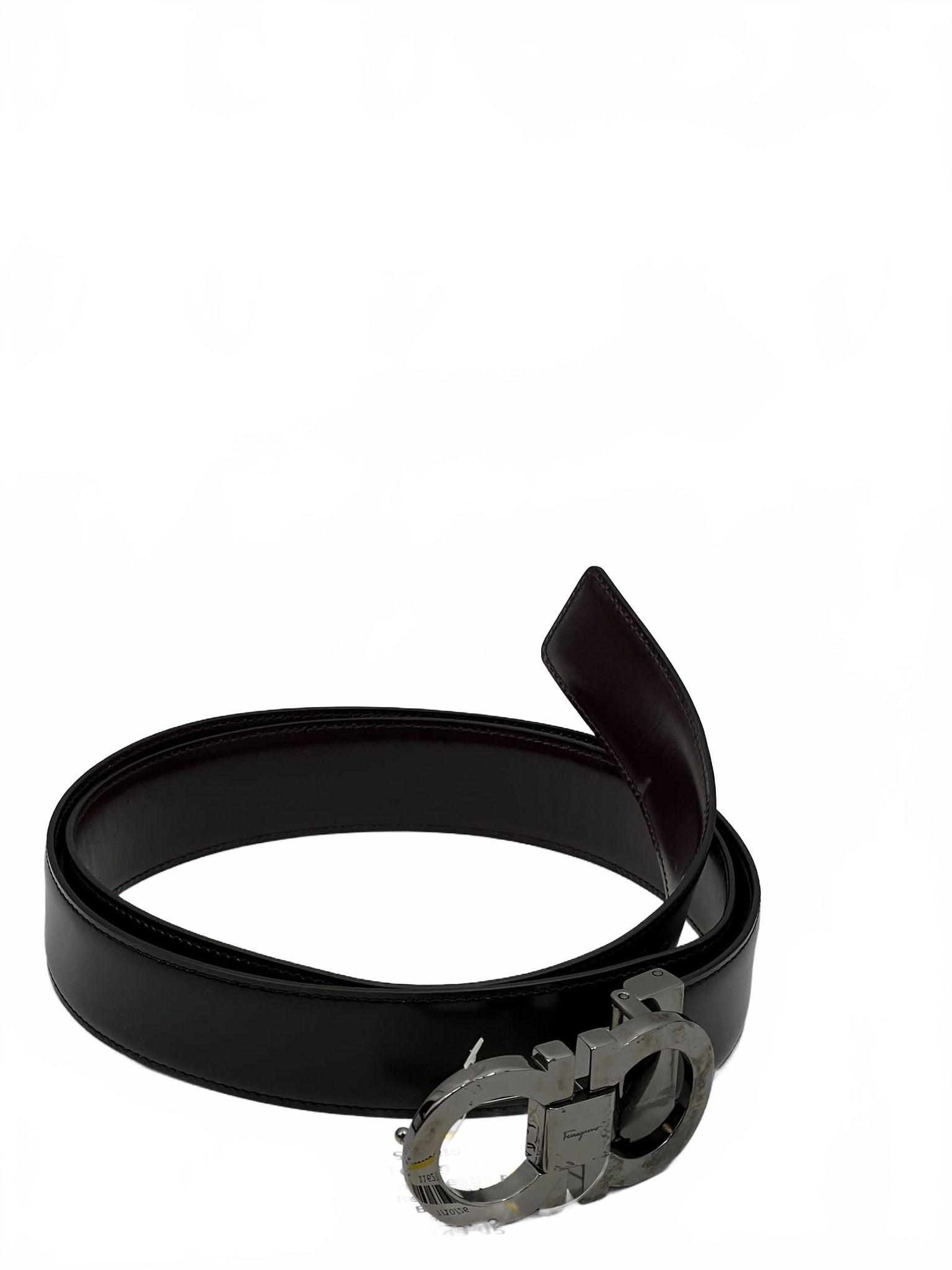 Salvatore Ferragamo Black Leather Reversible Belt