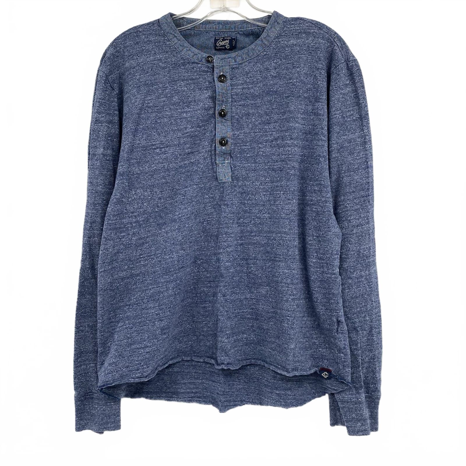 Grayers Blue Long Sleeve Henley Shirt