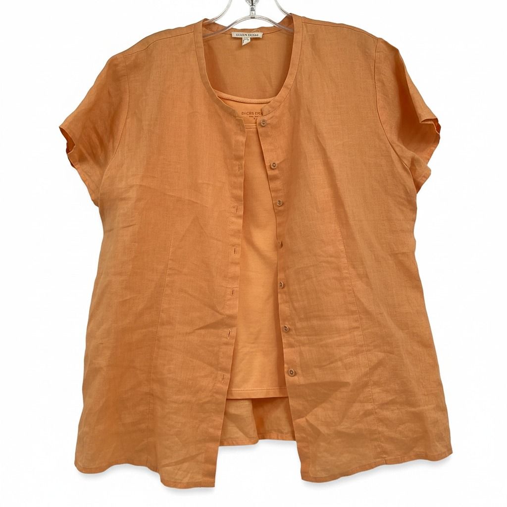 Eileen Fisher Orange Blouse Tank & Button-Down Set