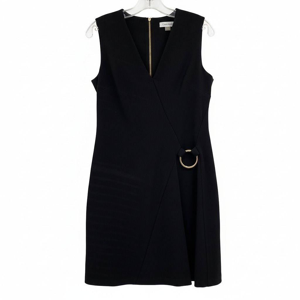 Calvin Klein Black Mini Dress Sleeveless O Ring Accent