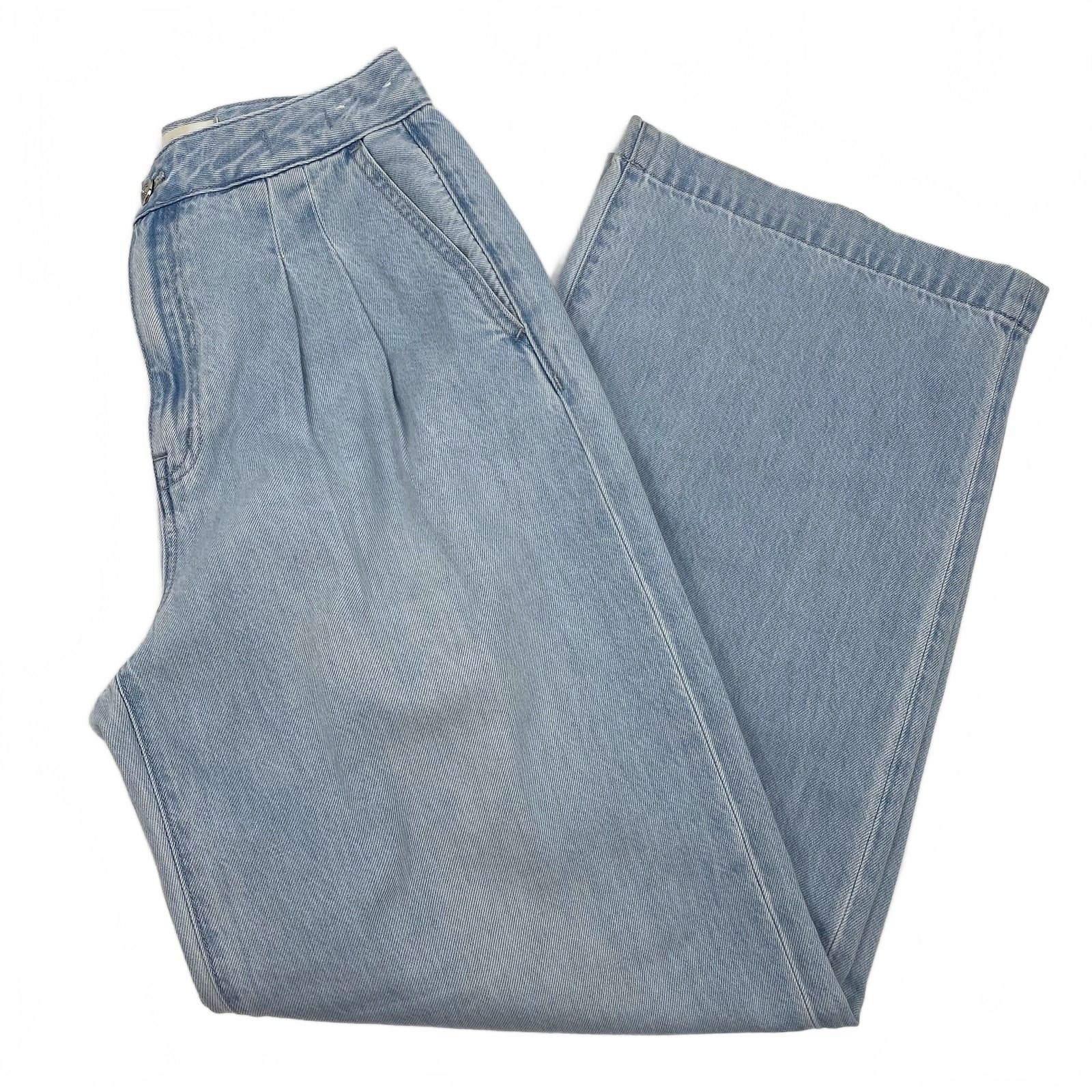 Madewell Blue Pleated Harlow Wide Leg Trousers