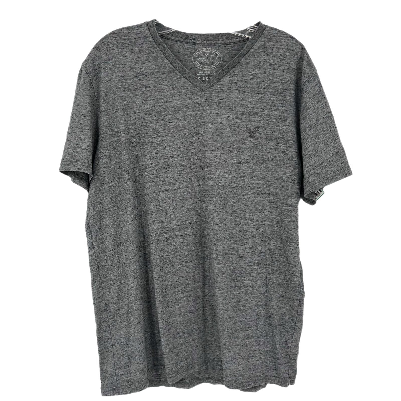 American Eagle Gray Cotton V-Neck T-Shirt