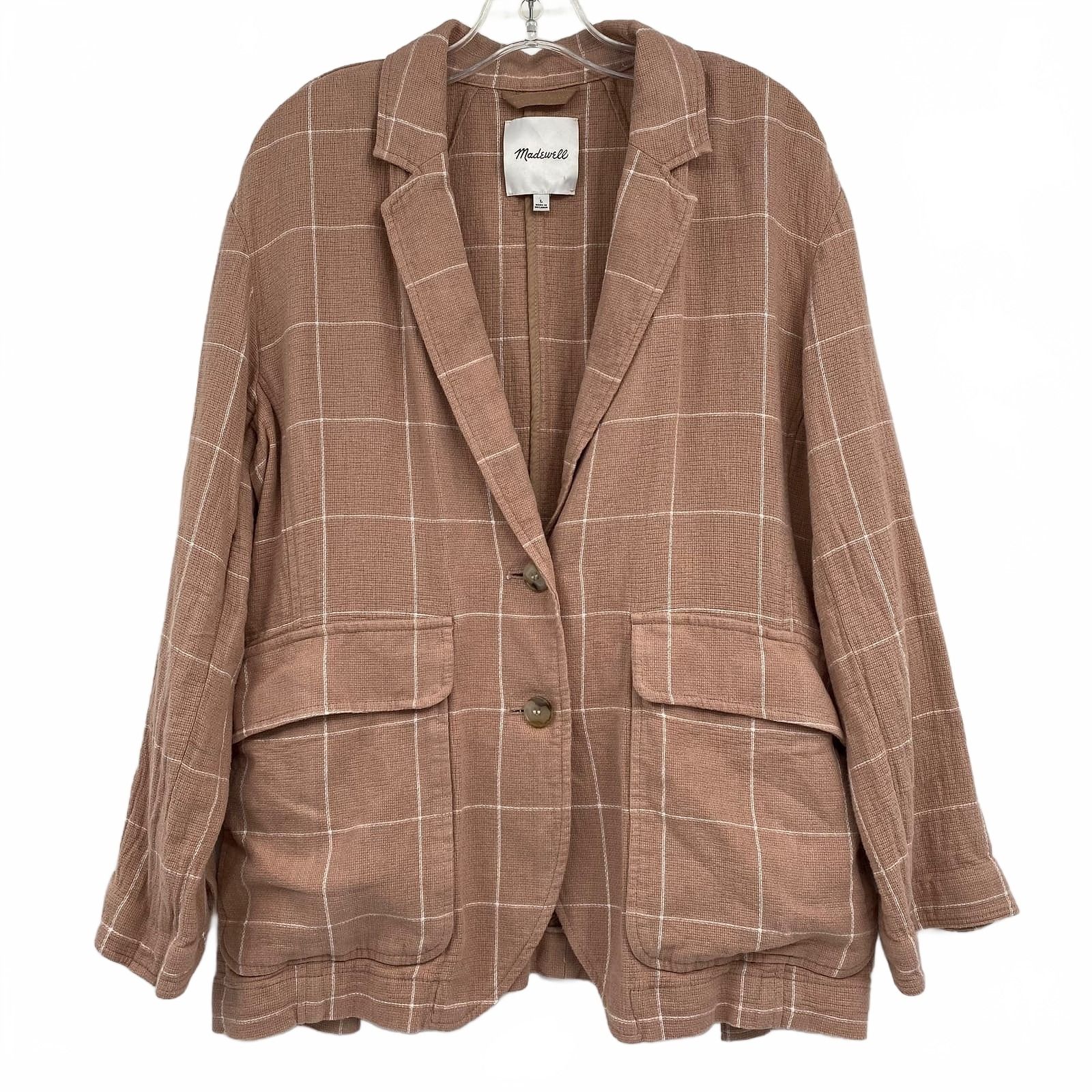 Madewell Blush Pink Linen-Blend Blazer