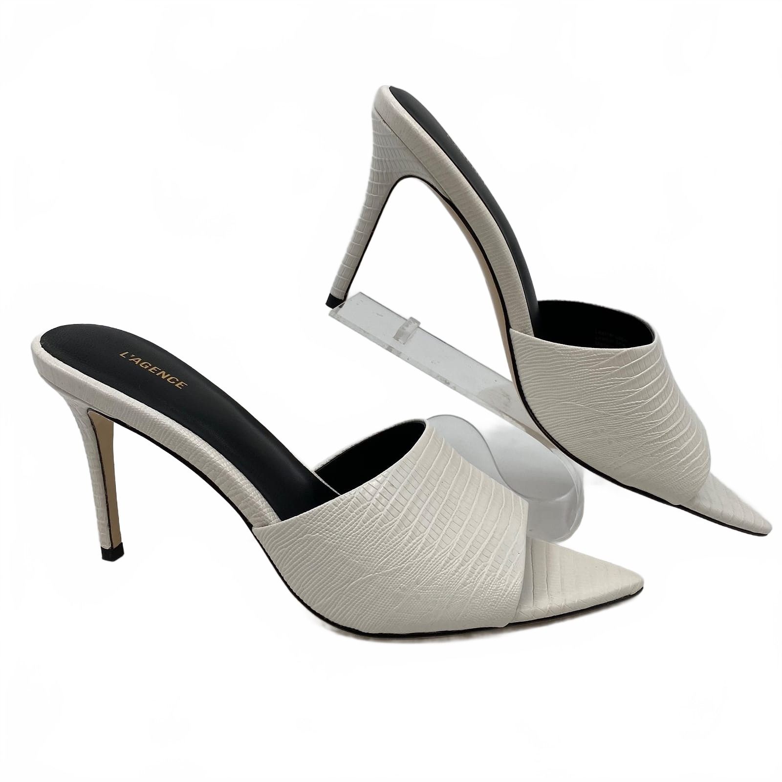 L’AGENCE White Lolita Pointed Peep Toe Heels