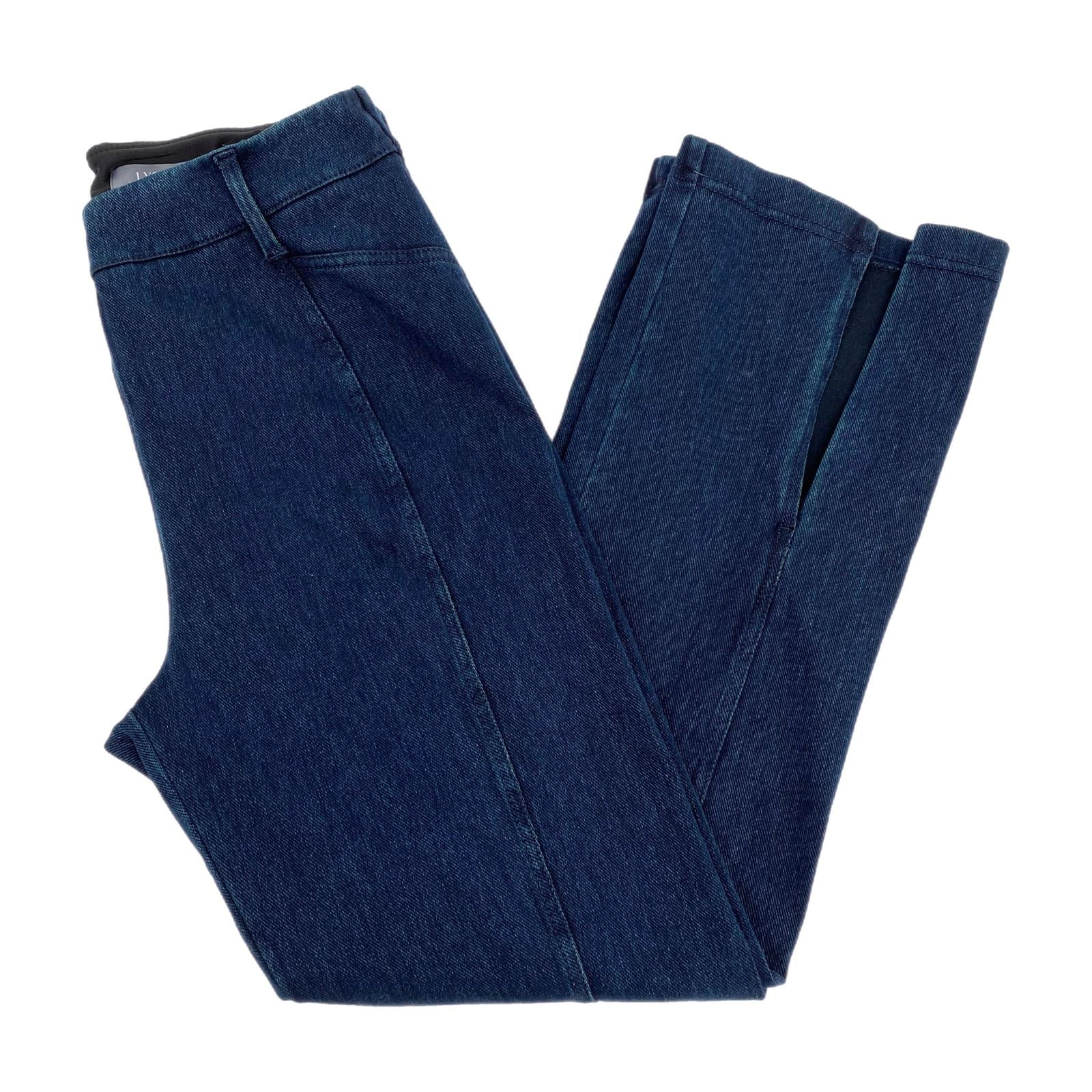 Lysse Blue Dark Wash Flared Split Hem Jeggings