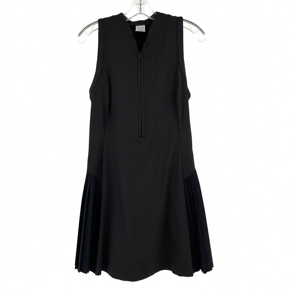Athleta Black Advantage Pleated Sleeveless Mini Dress