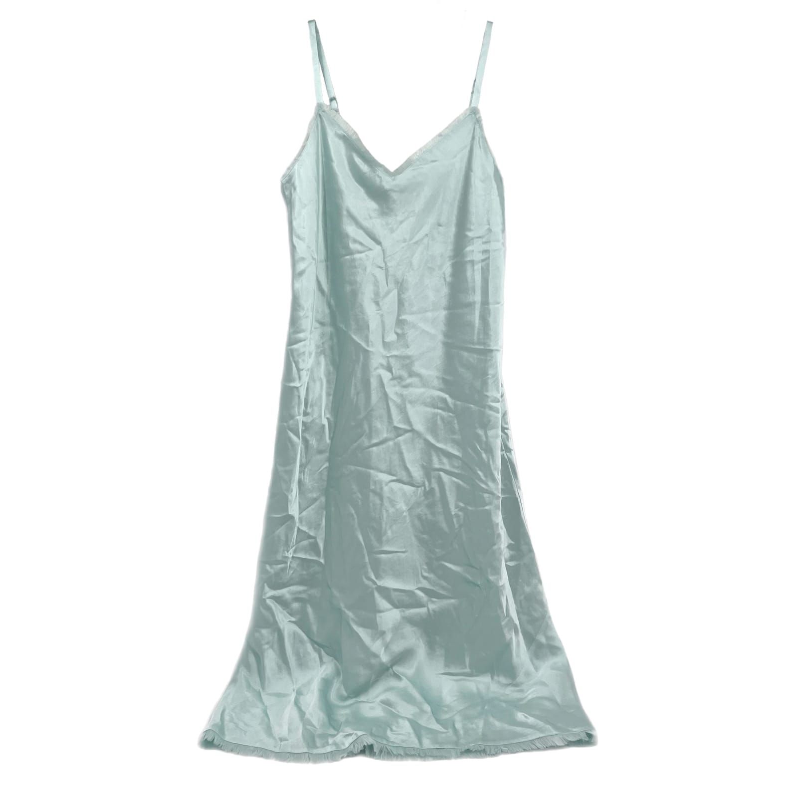 Vince Blue Raw Edge Satin Tank Midi Dress