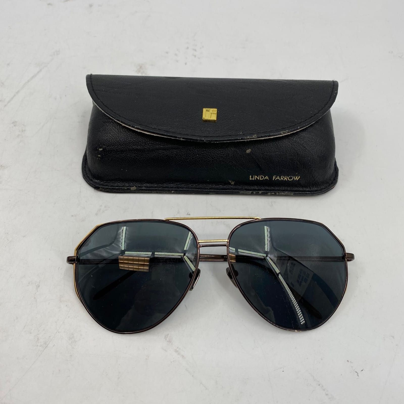 Linda Farrow Black Gold Sunglasses Black Frame Gold Accents