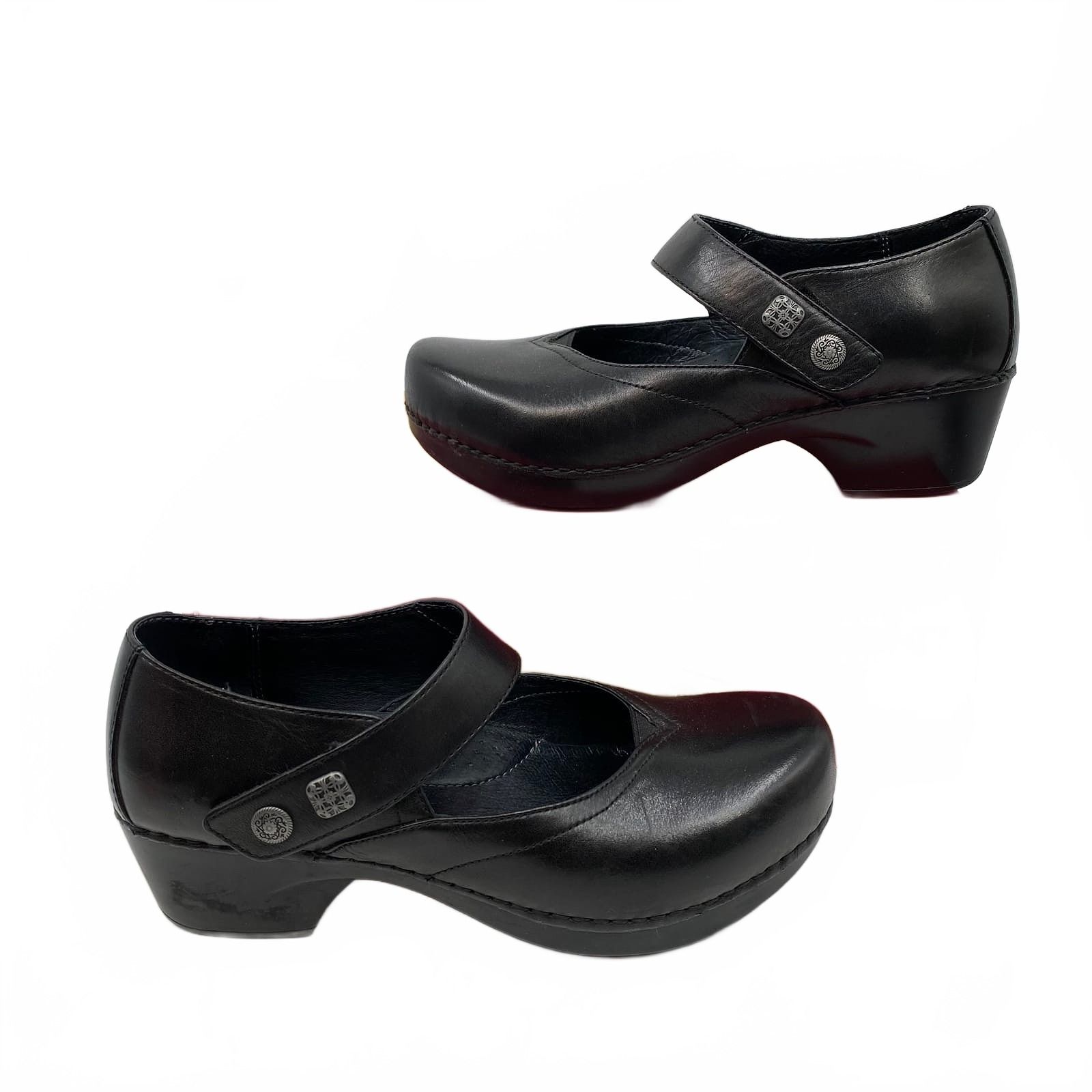 Dansko Black Leather Clog Mary Jane