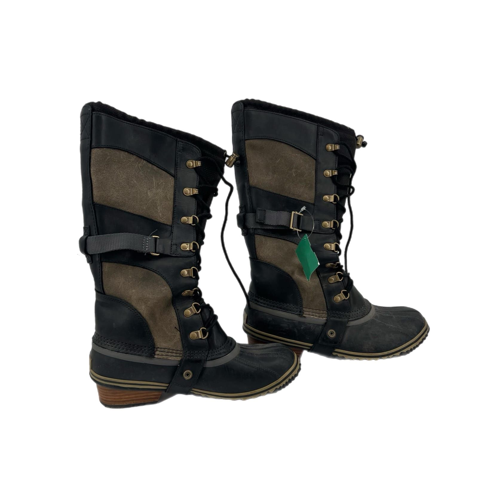 Sorel Black/Green Lace Up Boots
