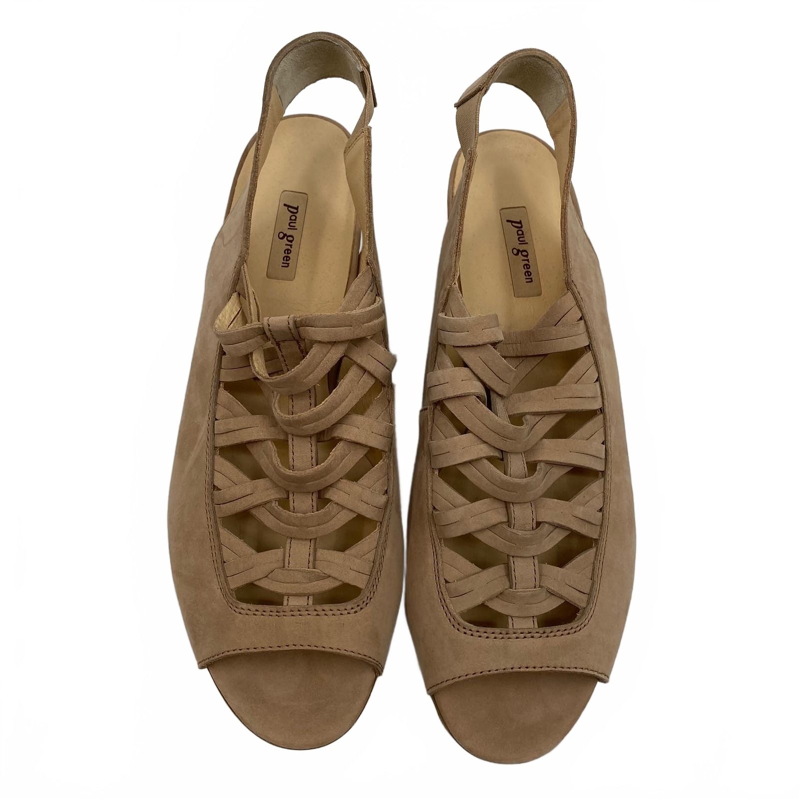 Paul Green Beige Leather Suede Slingback Heels
