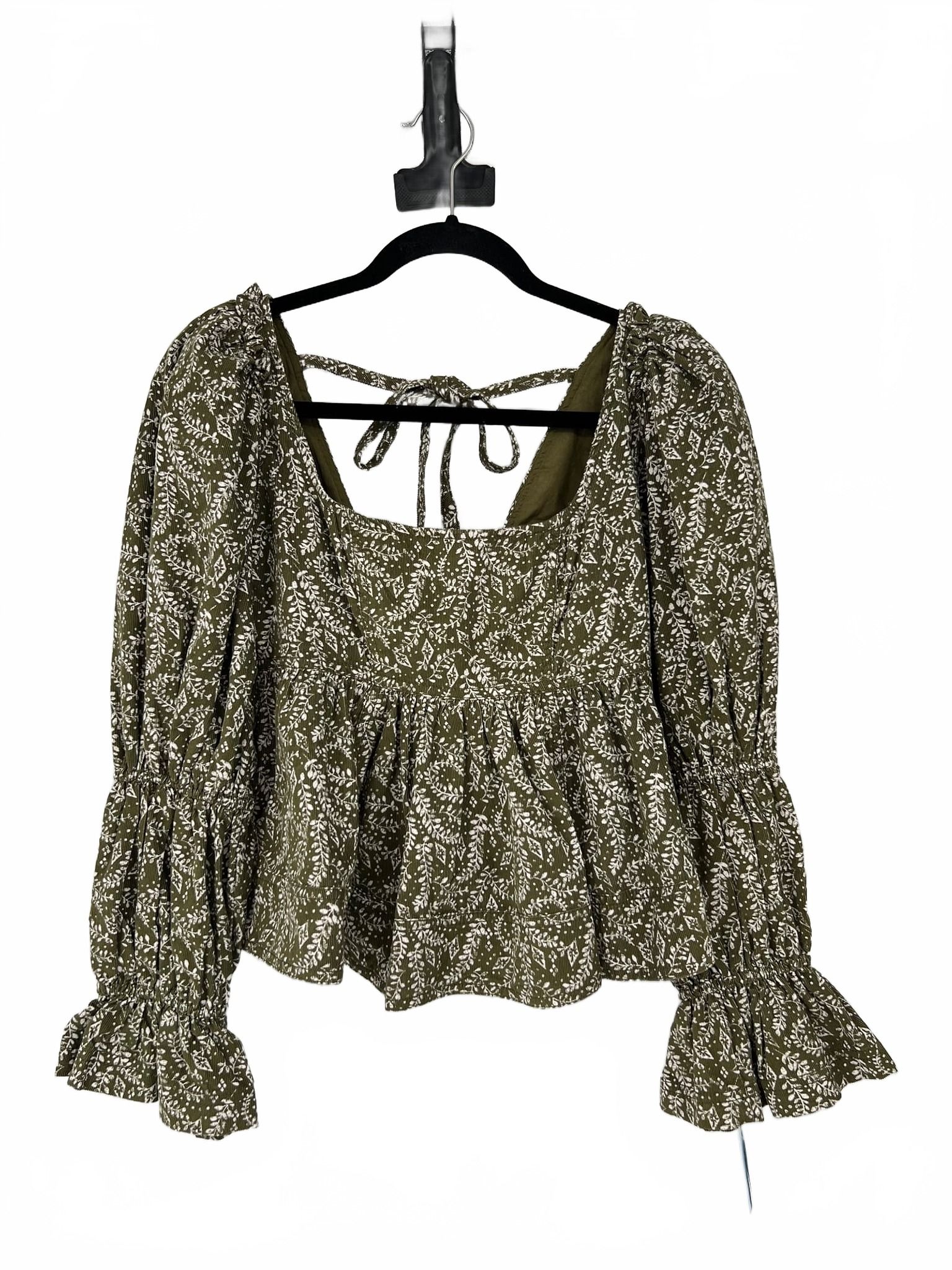 Pilcro Green Floral Puff Sleeve Blouse