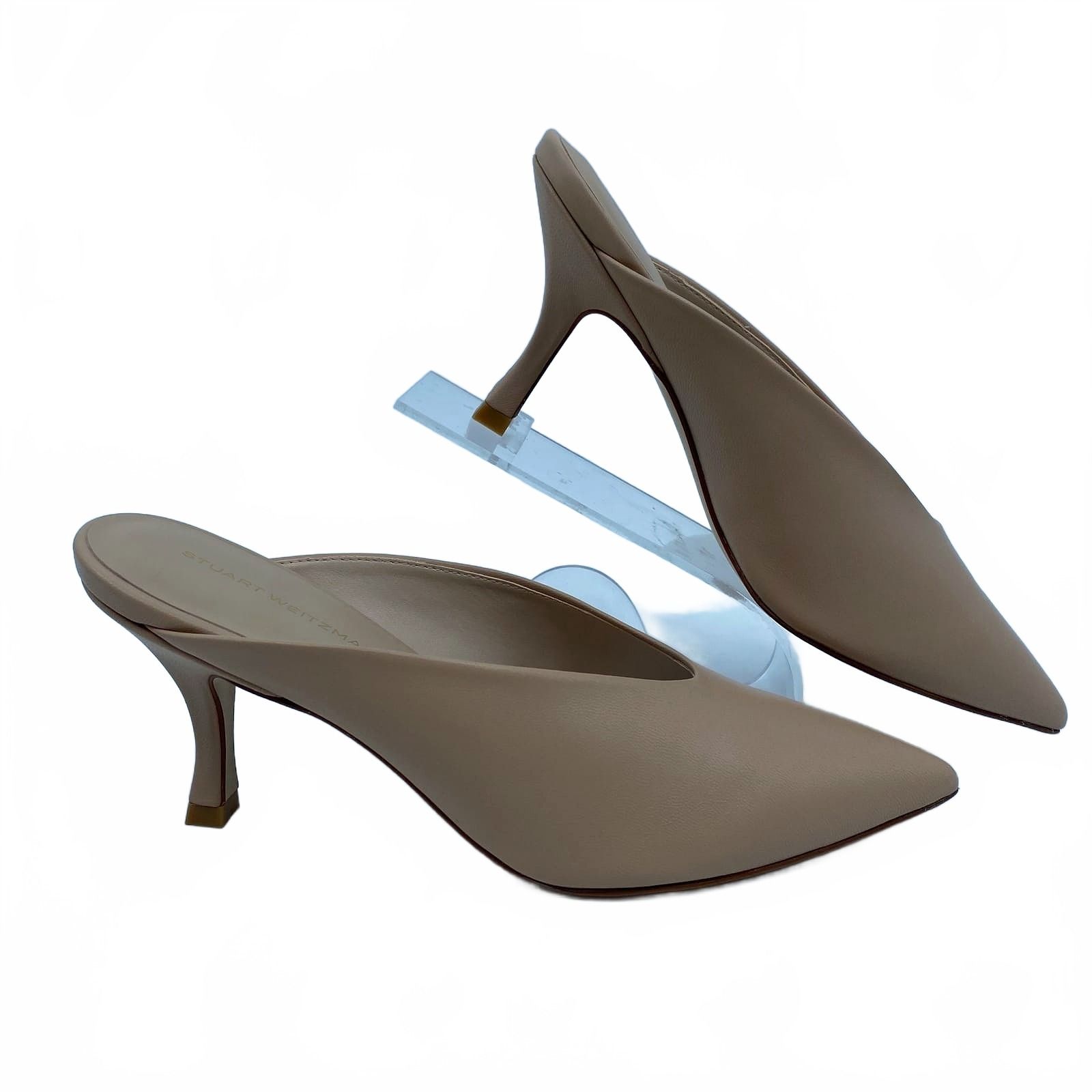 Stuart Weitzman Tan Heels Lulah Mule Pointed Toe