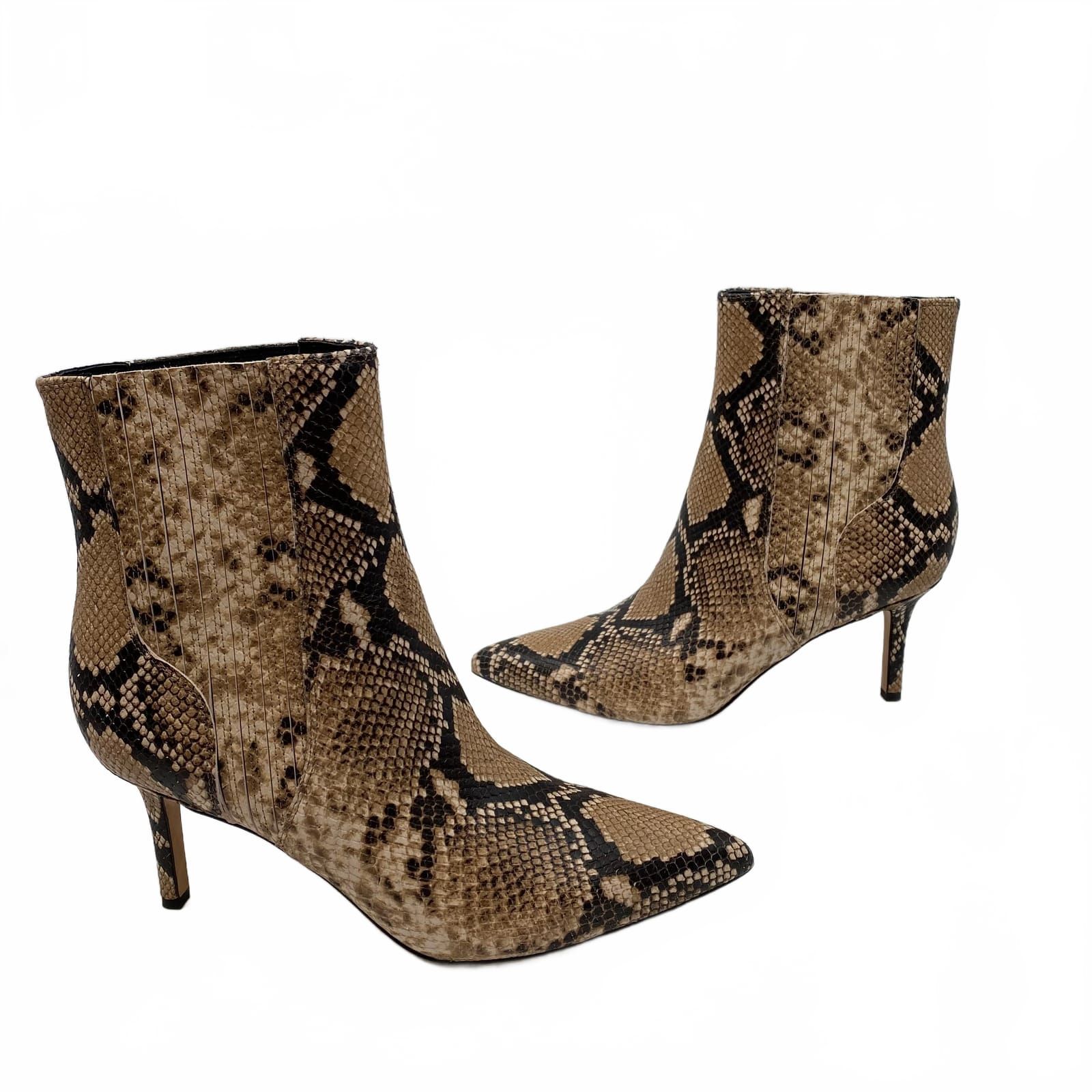 Veronica Beard Snake Print Leather Bootie