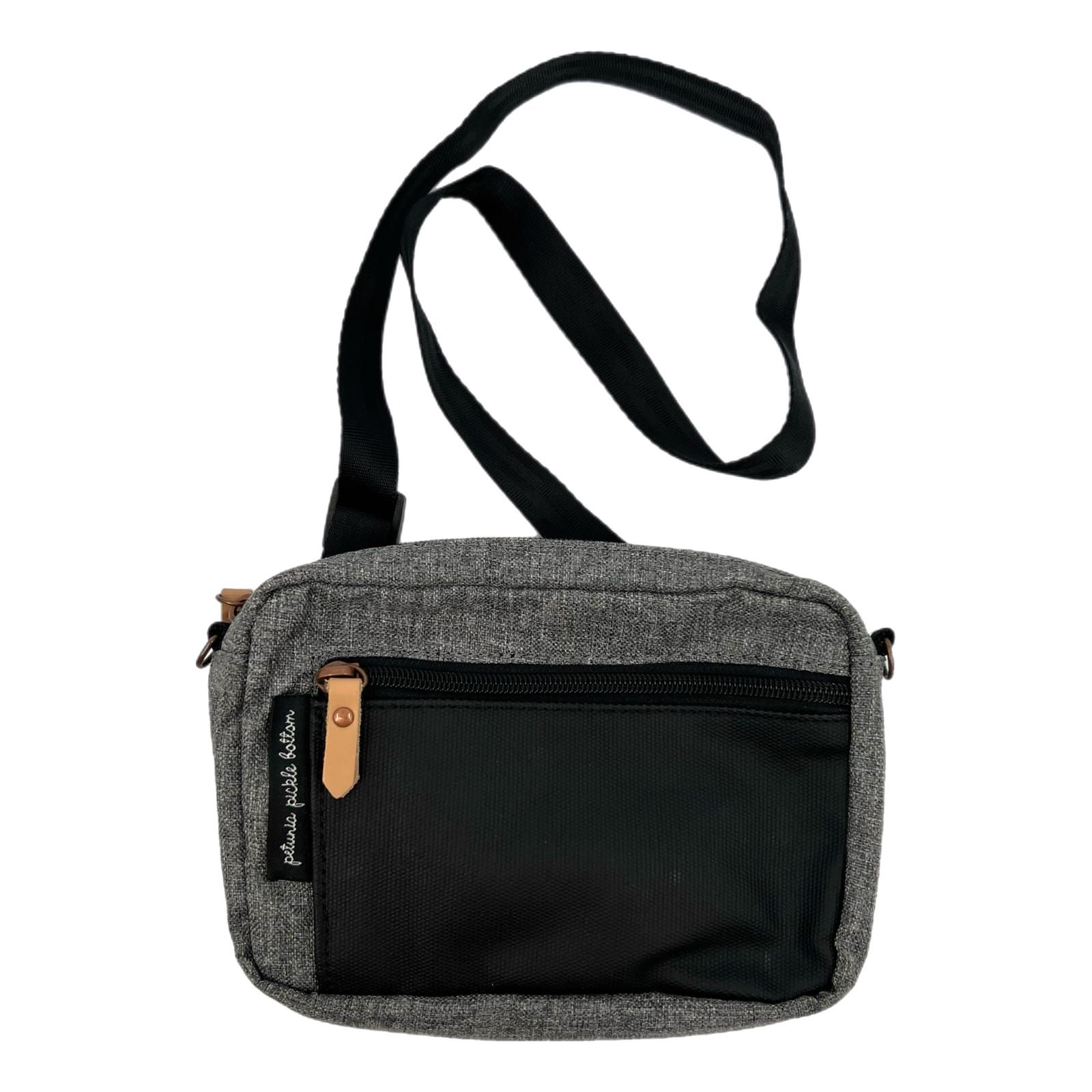 Petunia Pickle Bottom Gray Black Adjustable Strap Crossbody Bag