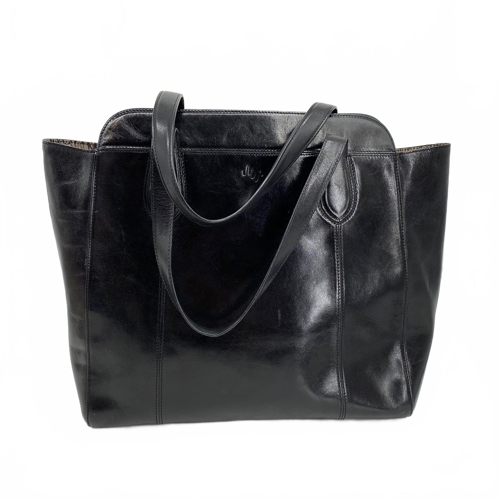 Monsac Black Leather Shoulder Bag