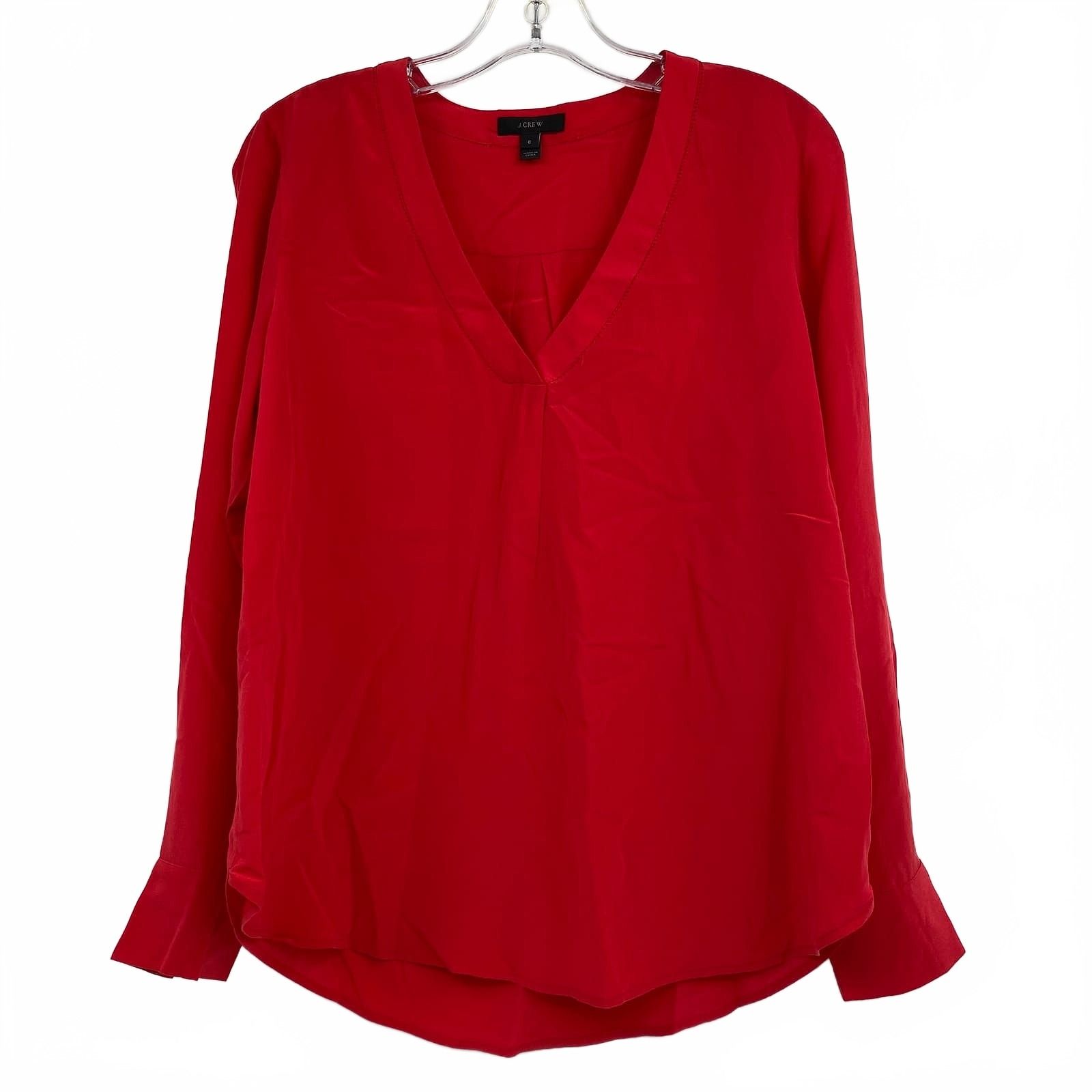 J. Crew Red V-Neck Blouse
