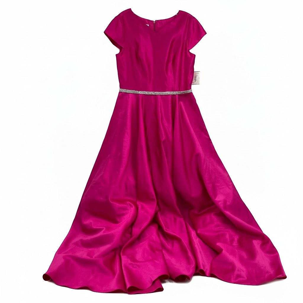 Jules & Cleo Pink Maxi Dress High Neck Cap Sleeve Formal