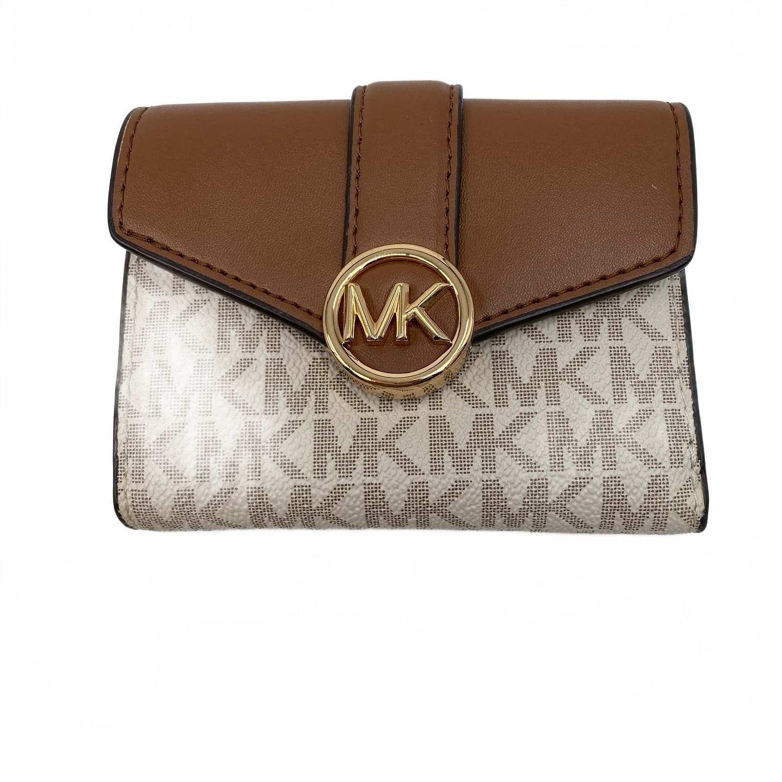 Michael Kors Carmen Flap Wallet Brown Leather Clutch