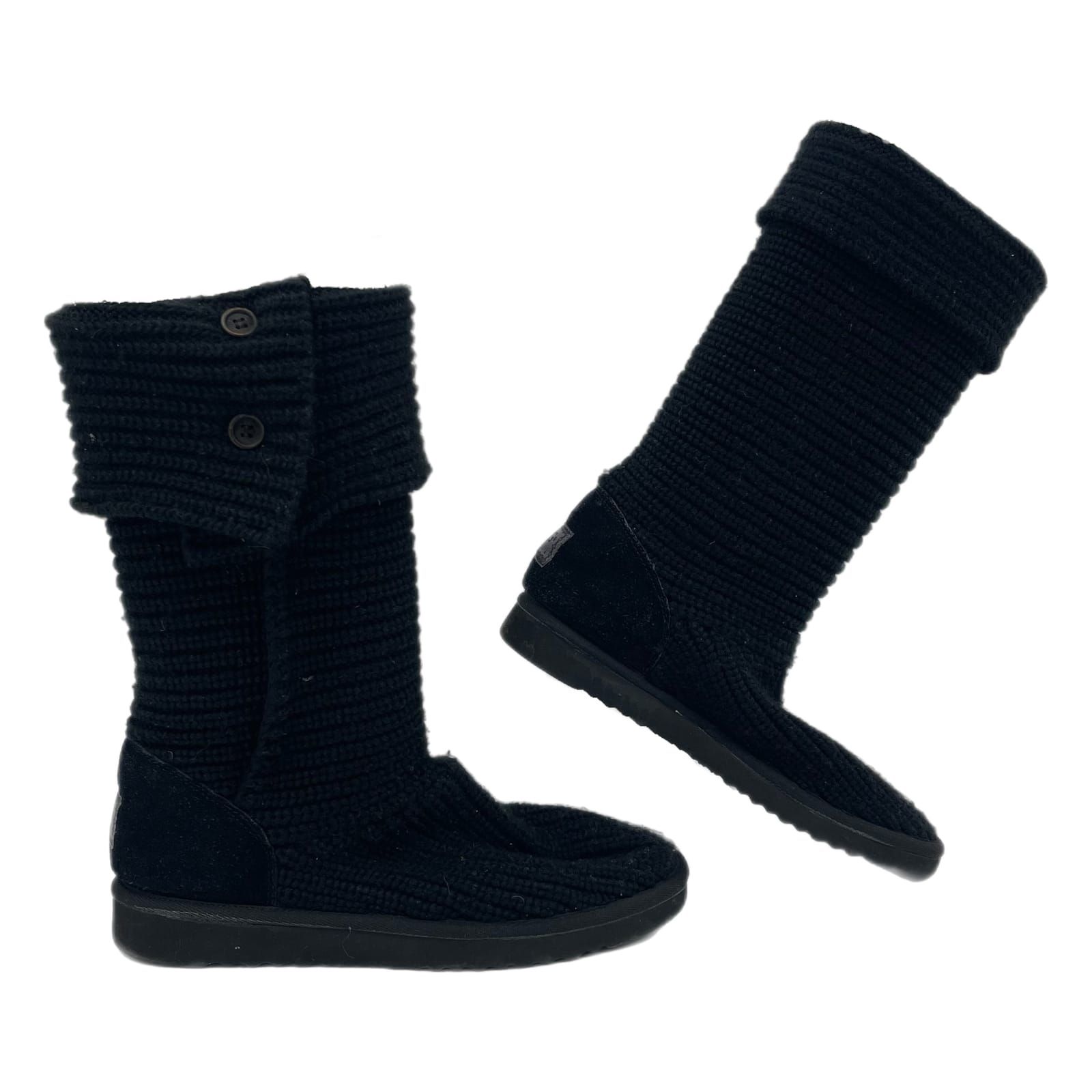 UGG Black Knit Flat Ankle Boots