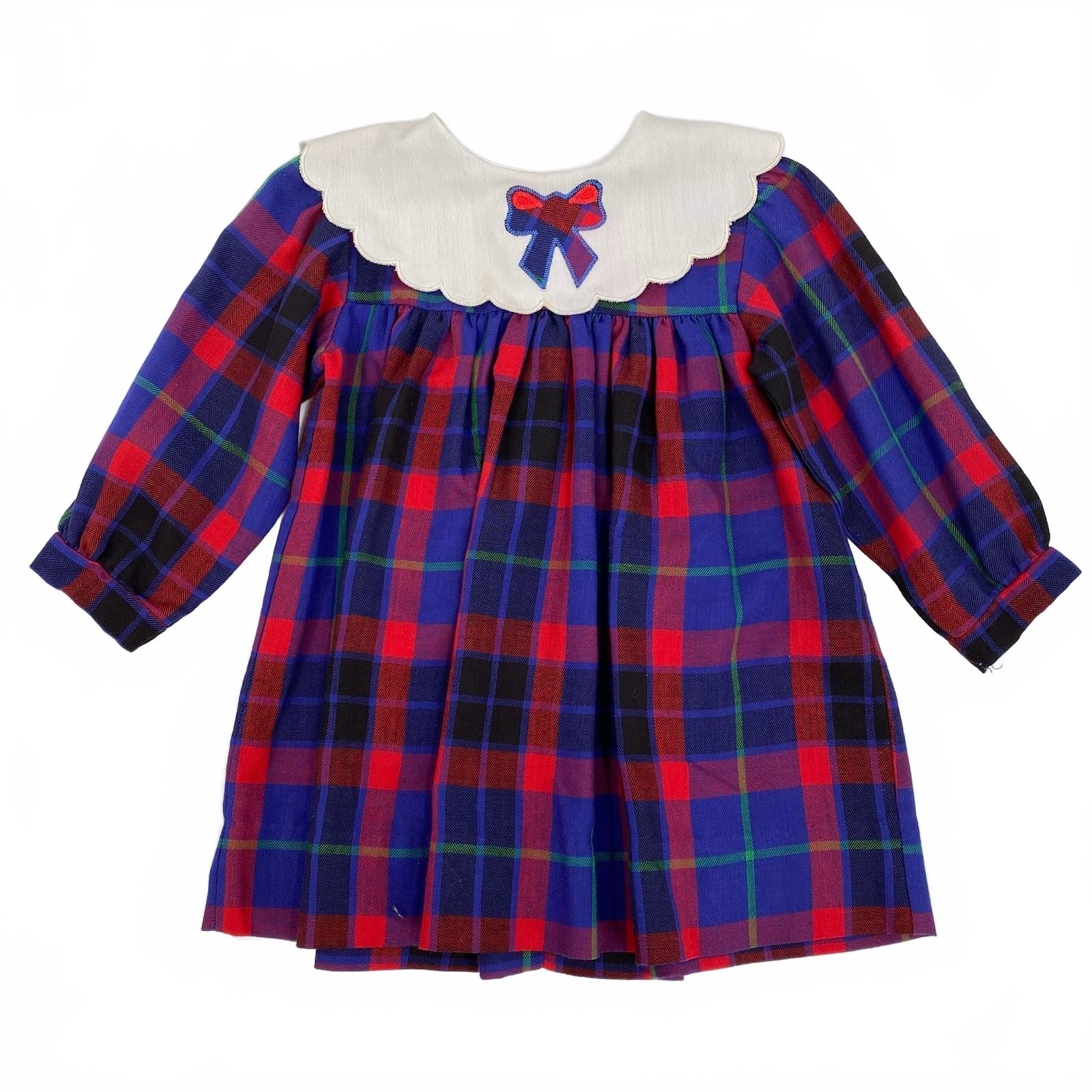 Sylvia Whyte Blue Red Vintage Collared Plaid Dress