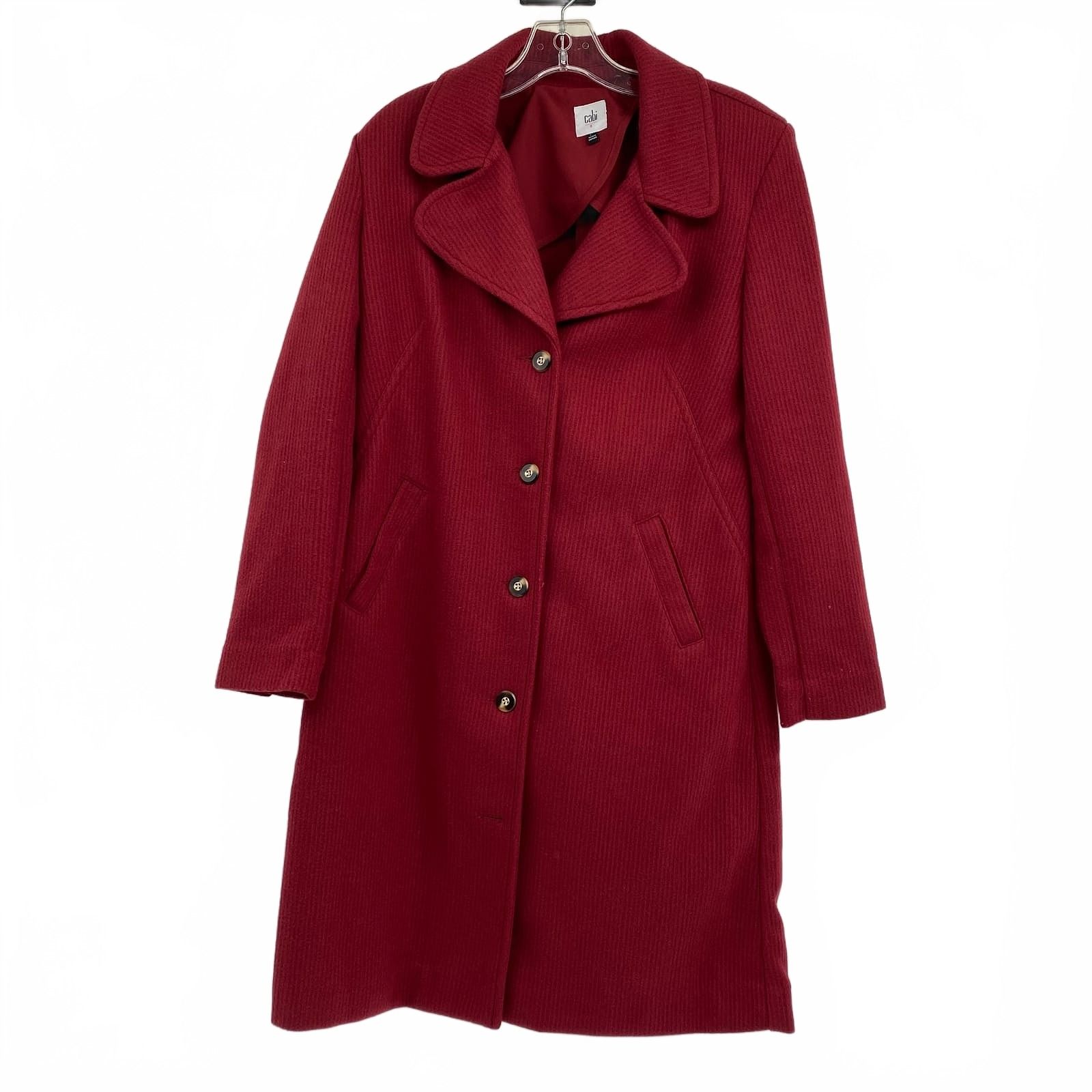 CAbi Red Pea Coat Polyester outer shell