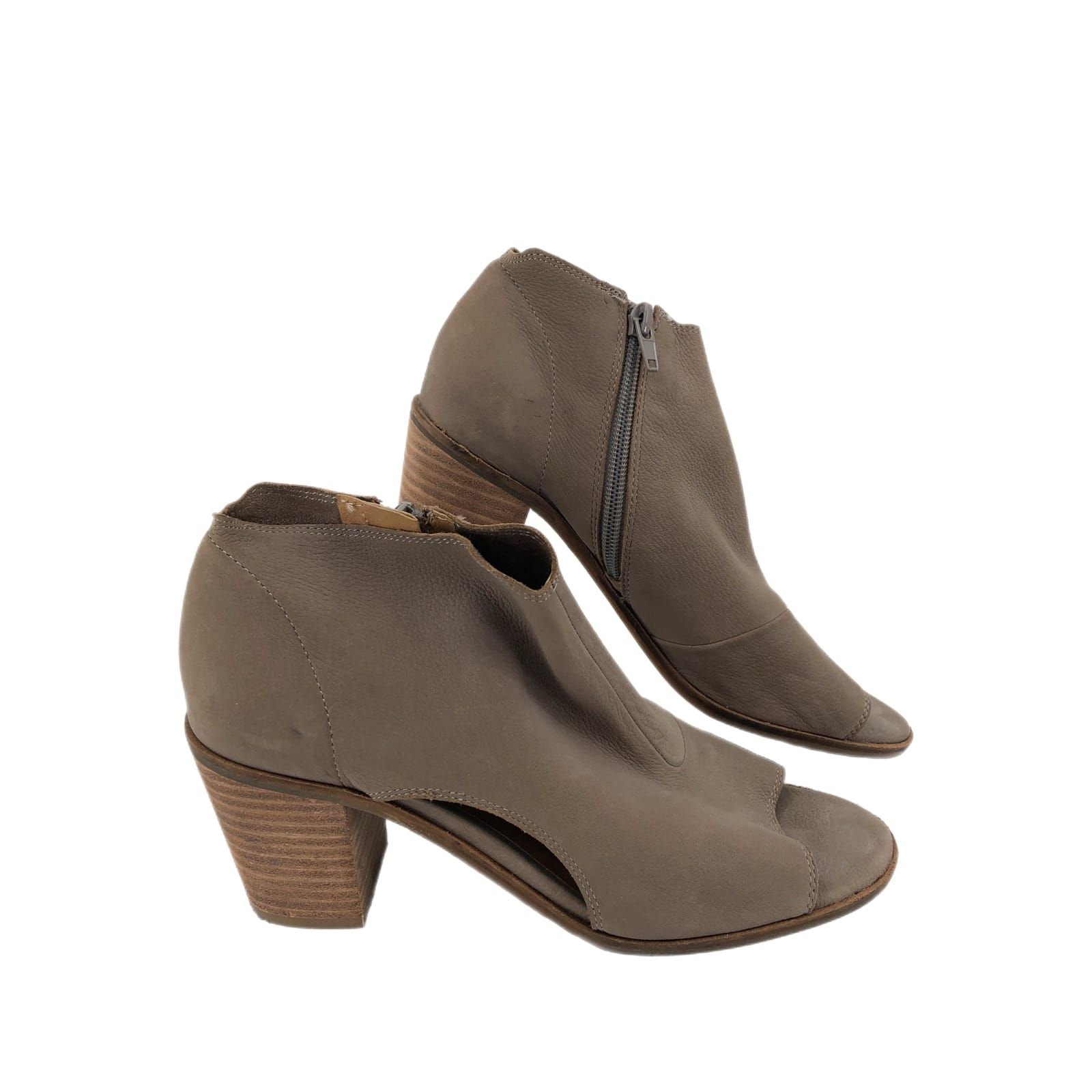 Lucky Brand Gray Leather Ankle Boots