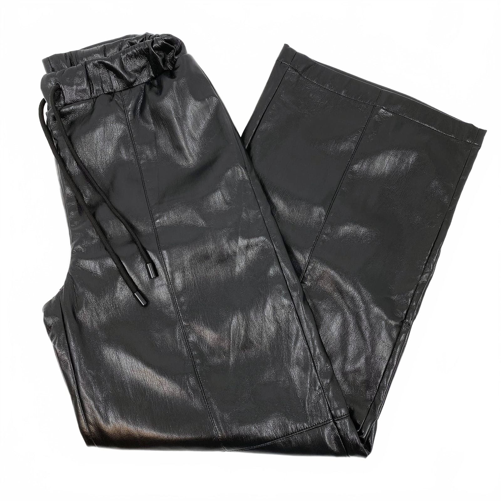 Evereve Black Faux Leather Wide Leg Pants