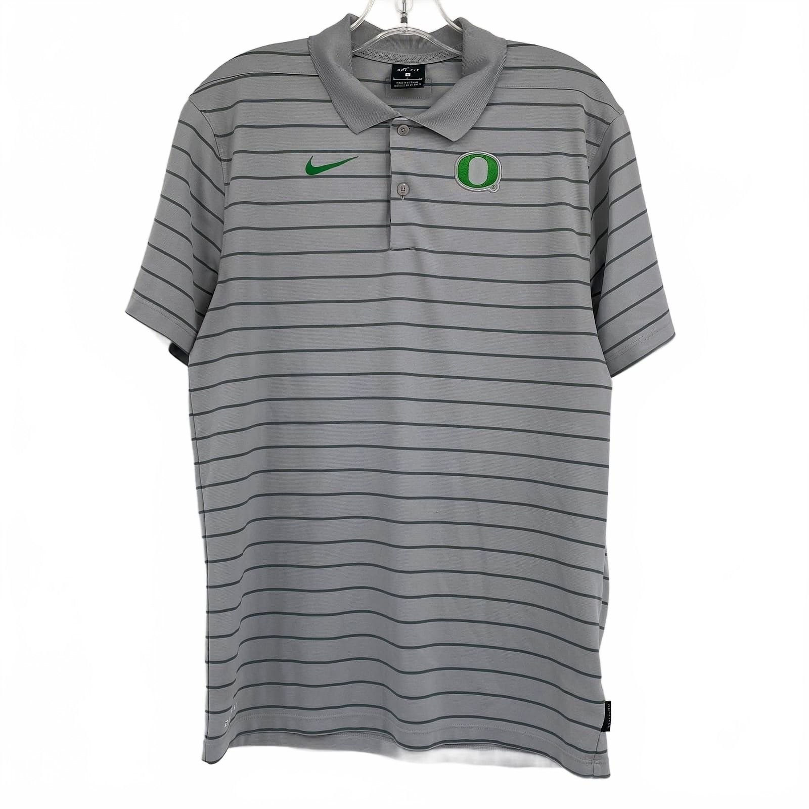 Nike Gray University of Oregon Striped Polo Shirt